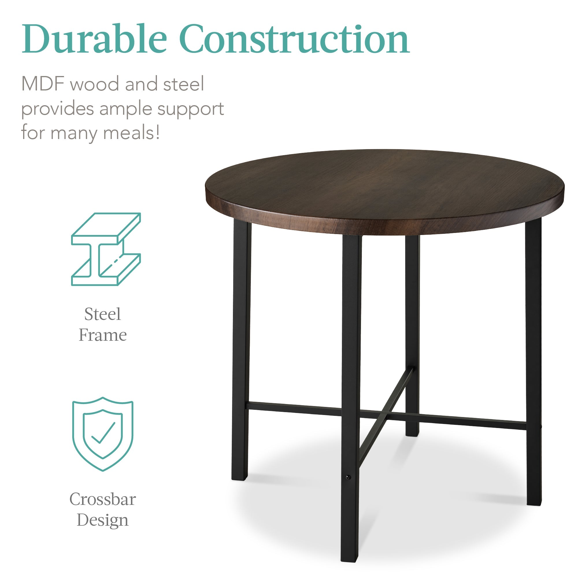 5-Piece Modern Round Counter Height Dining Set w/ 4 Chairs