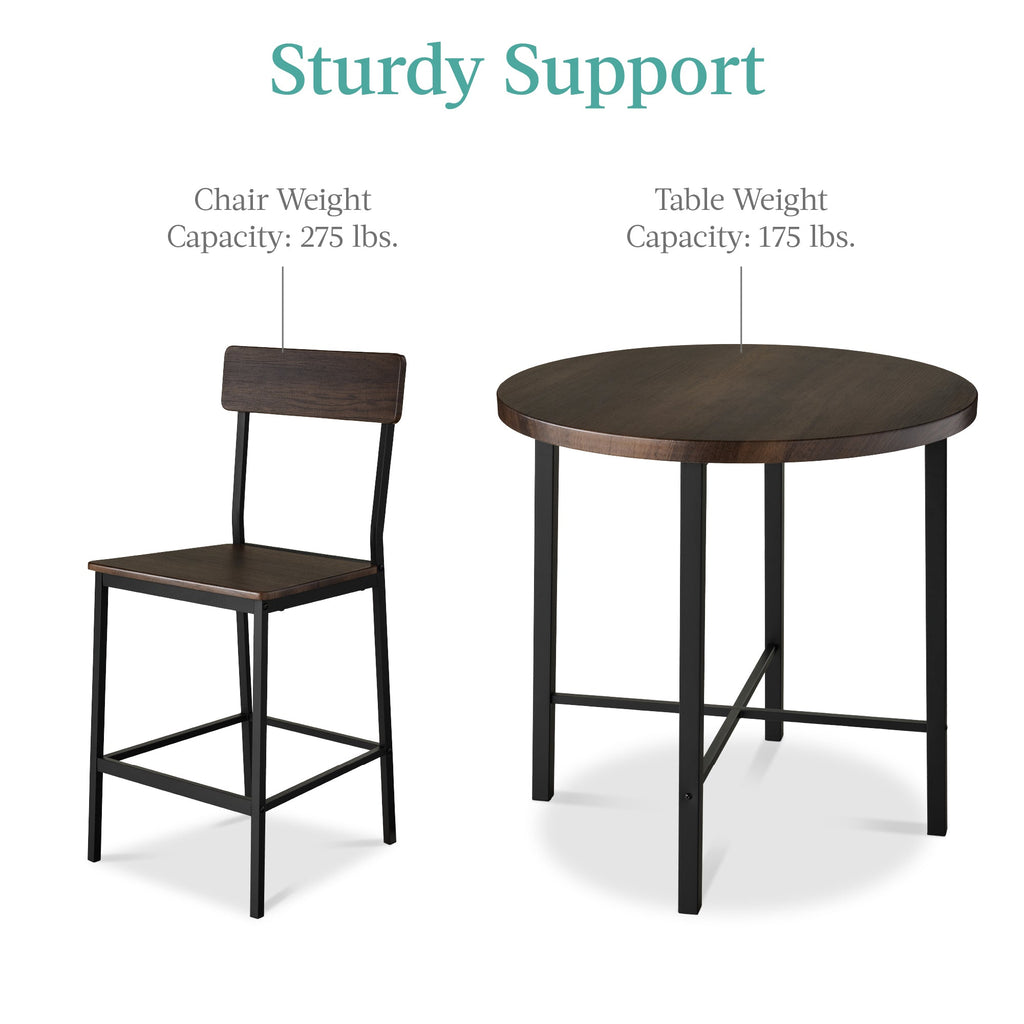 5-Piece Modern Round Counter Height Dining Set w/ 4 Chairs