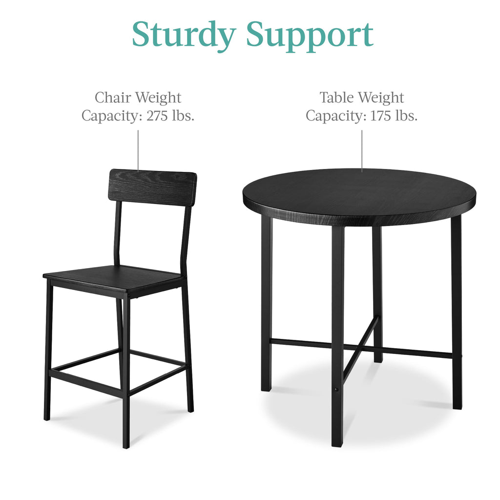 5-Piece Modern Round Counter Height Dining Set w/ 4 Chairs