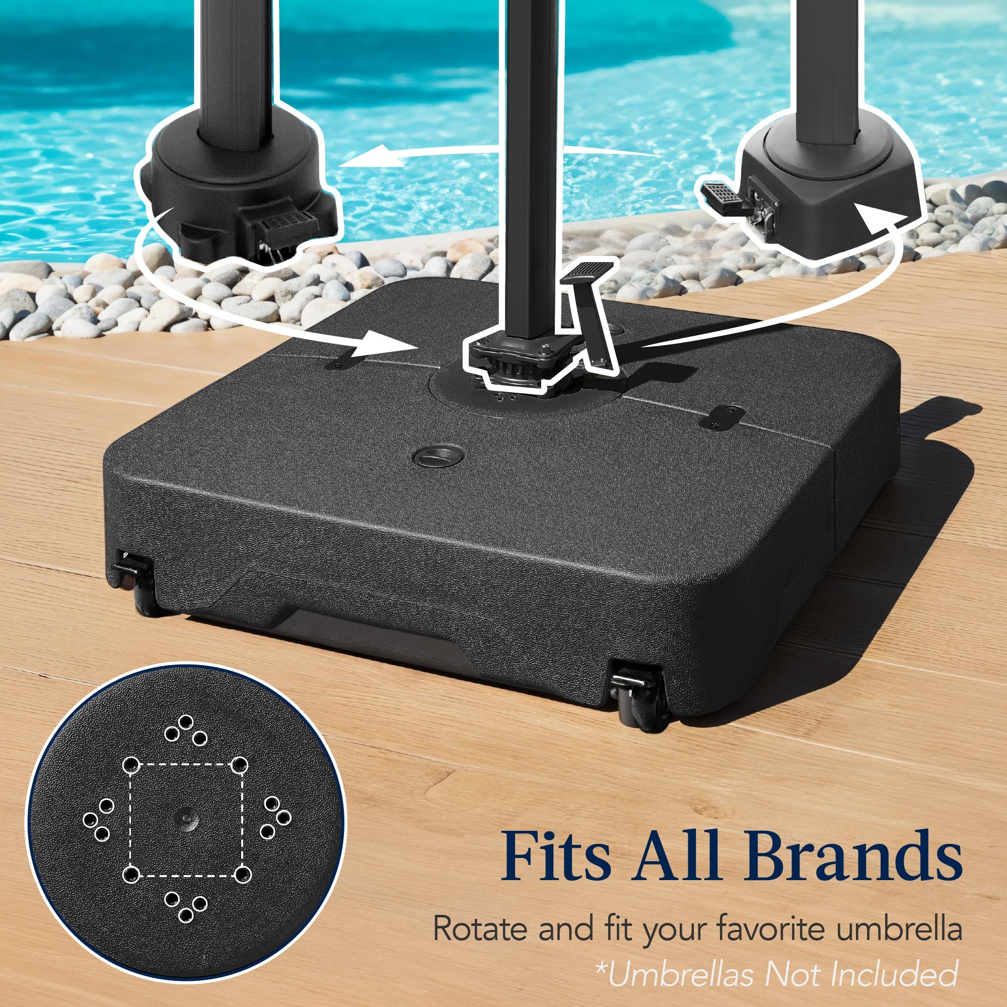 Outdoor Cantilever Base w/ Wheels, Locks, Fillable 330lb Capacity