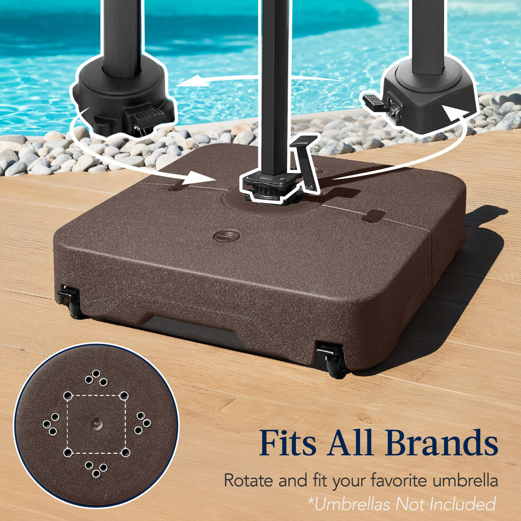 Outdoor Cantilever Base w/ Wheels, Locks, Fillable 330lb Capacity