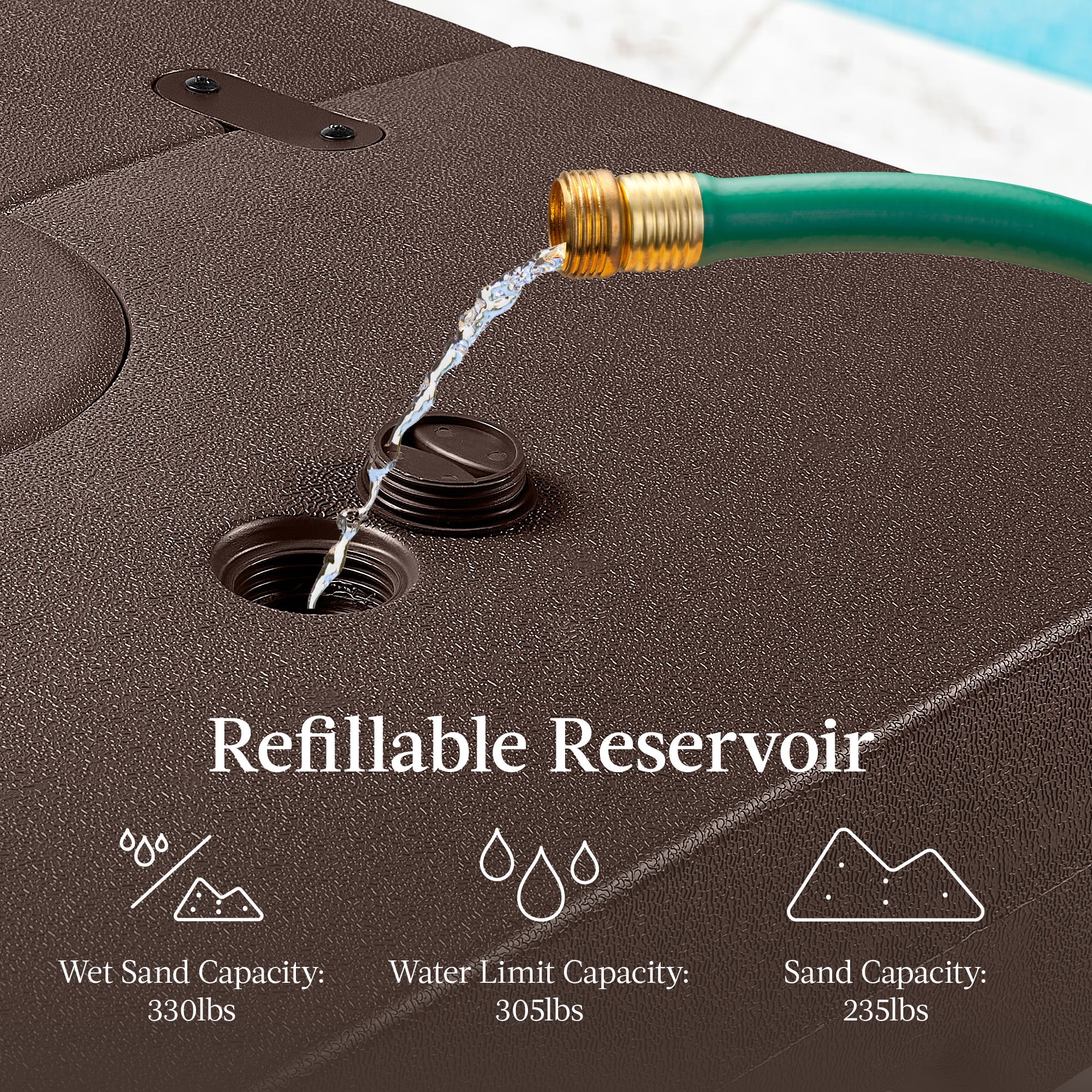 Outdoor Cantilever Base w/ Wheels, Locks, Fillable 330lb Capacity