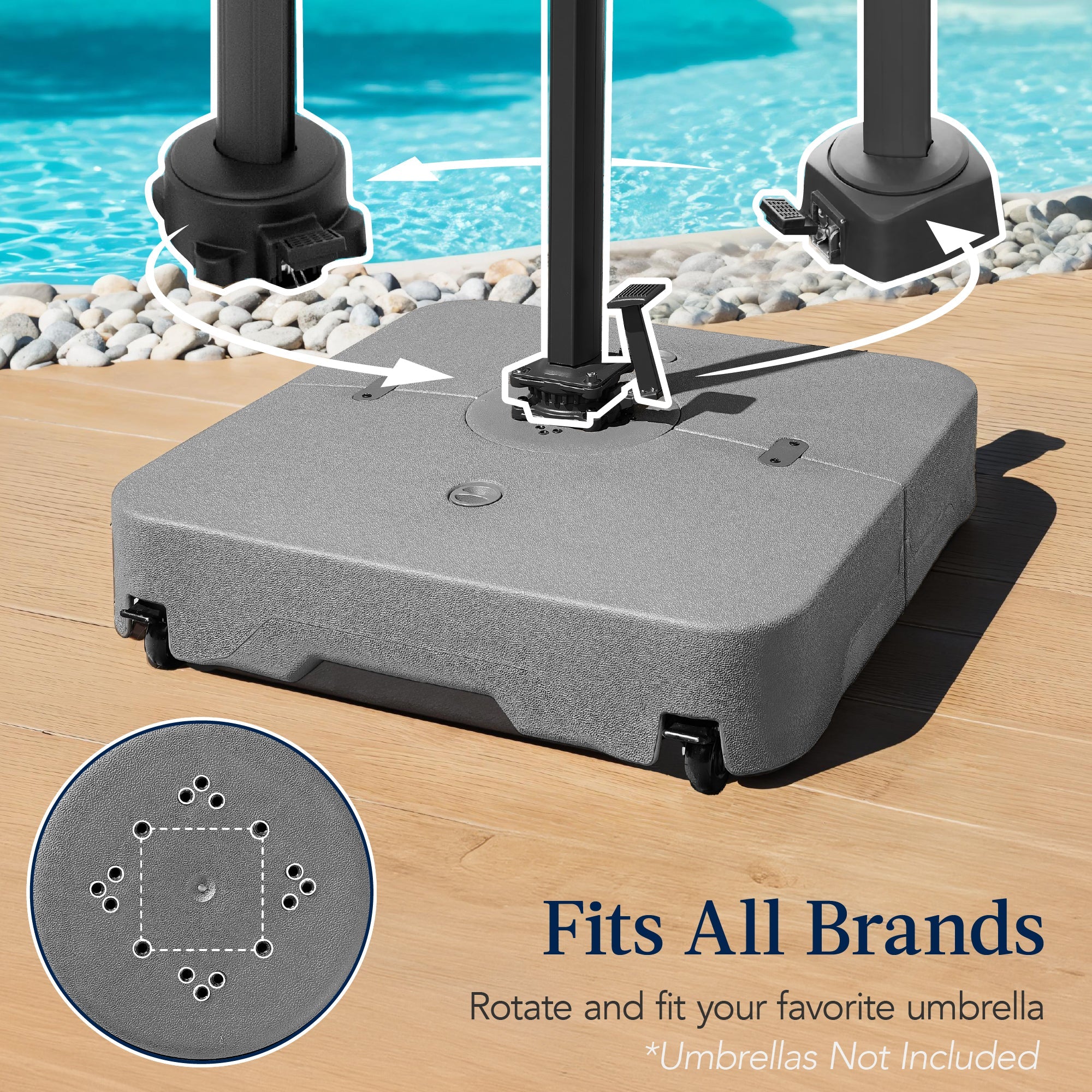 Outdoor Cantilever Base w/ Wheels, Locks, Fillable 330lb Capacity