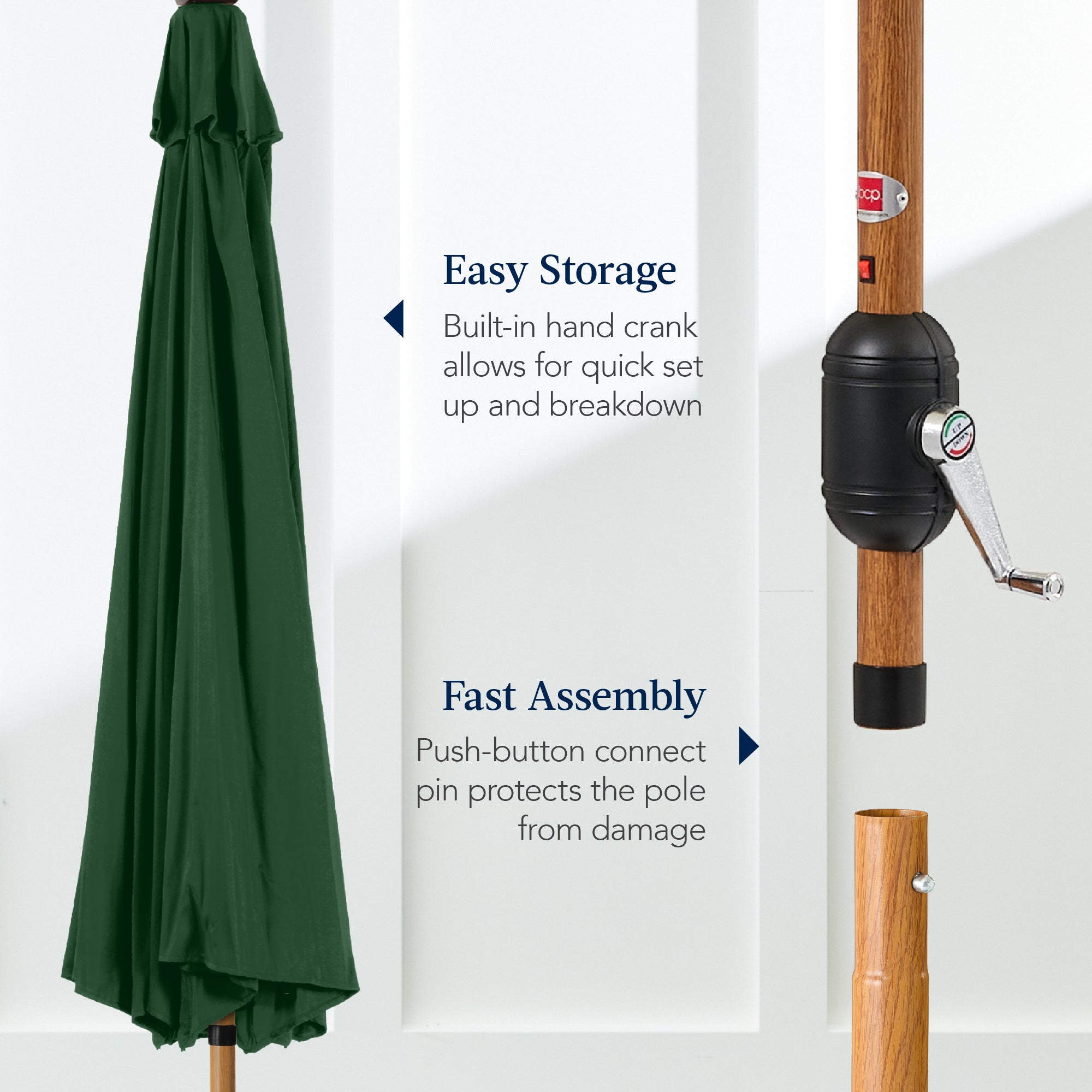 Woodgrain Pattern Solar LED Lighted Patio Umbrella w/ Adjustable Tilt - 10ft