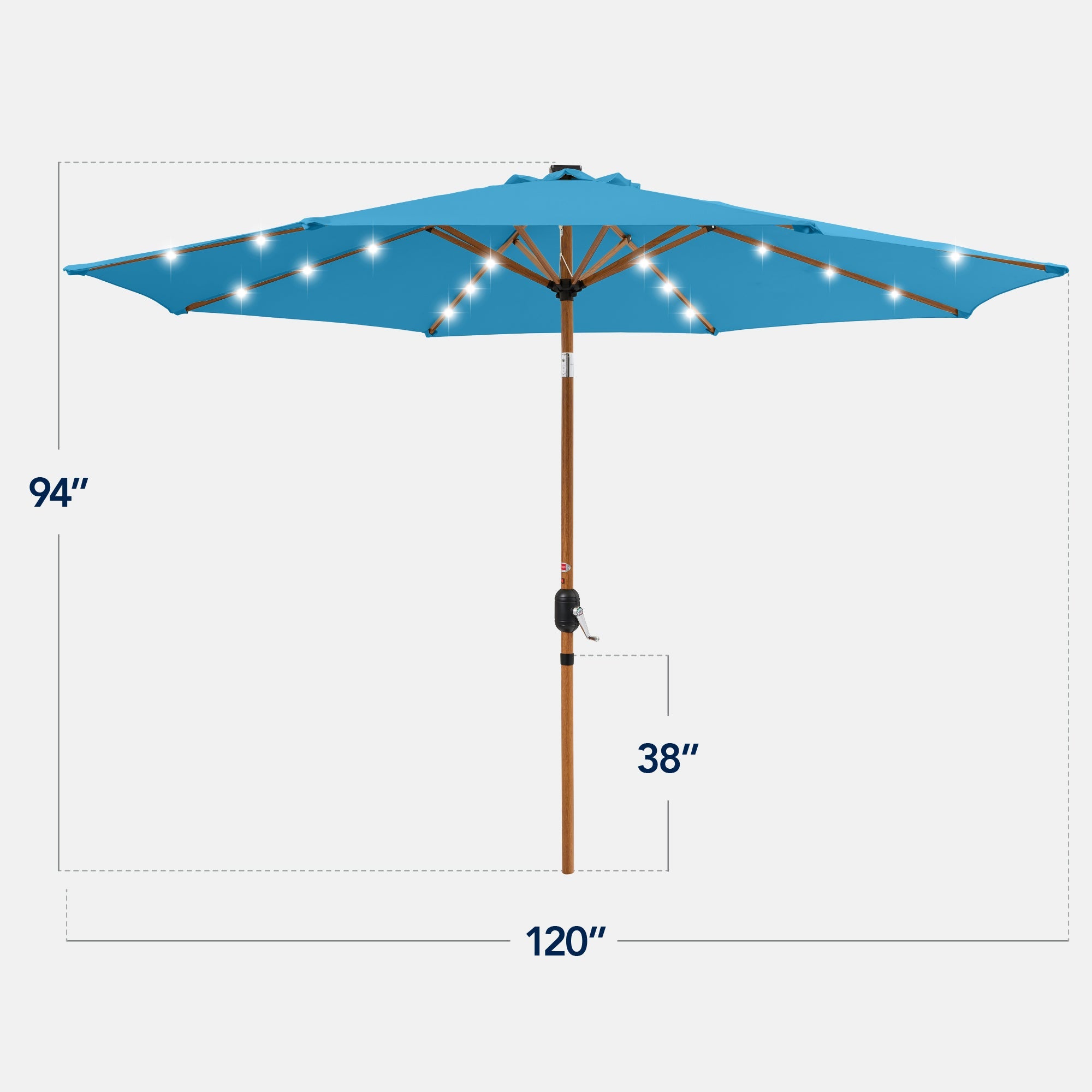 Woodgrain Pattern Solar LED Lighted Patio Umbrella w/ Adjustable Tilt - 10ft