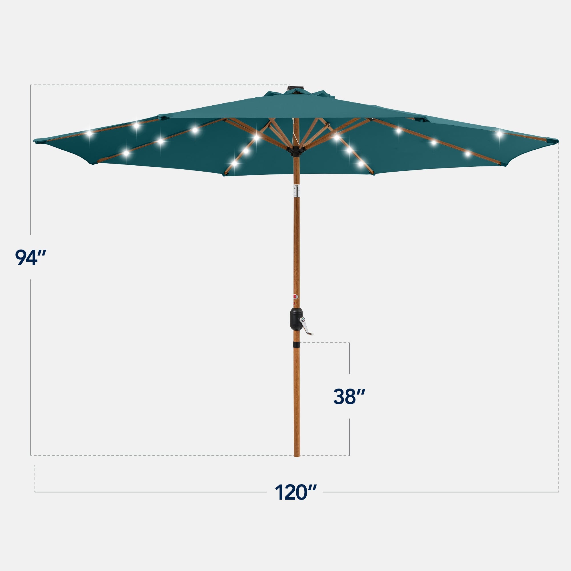 Woodgrain Pattern Solar LED Lighted Patio Umbrella w/ Adjustable Tilt - 10ft