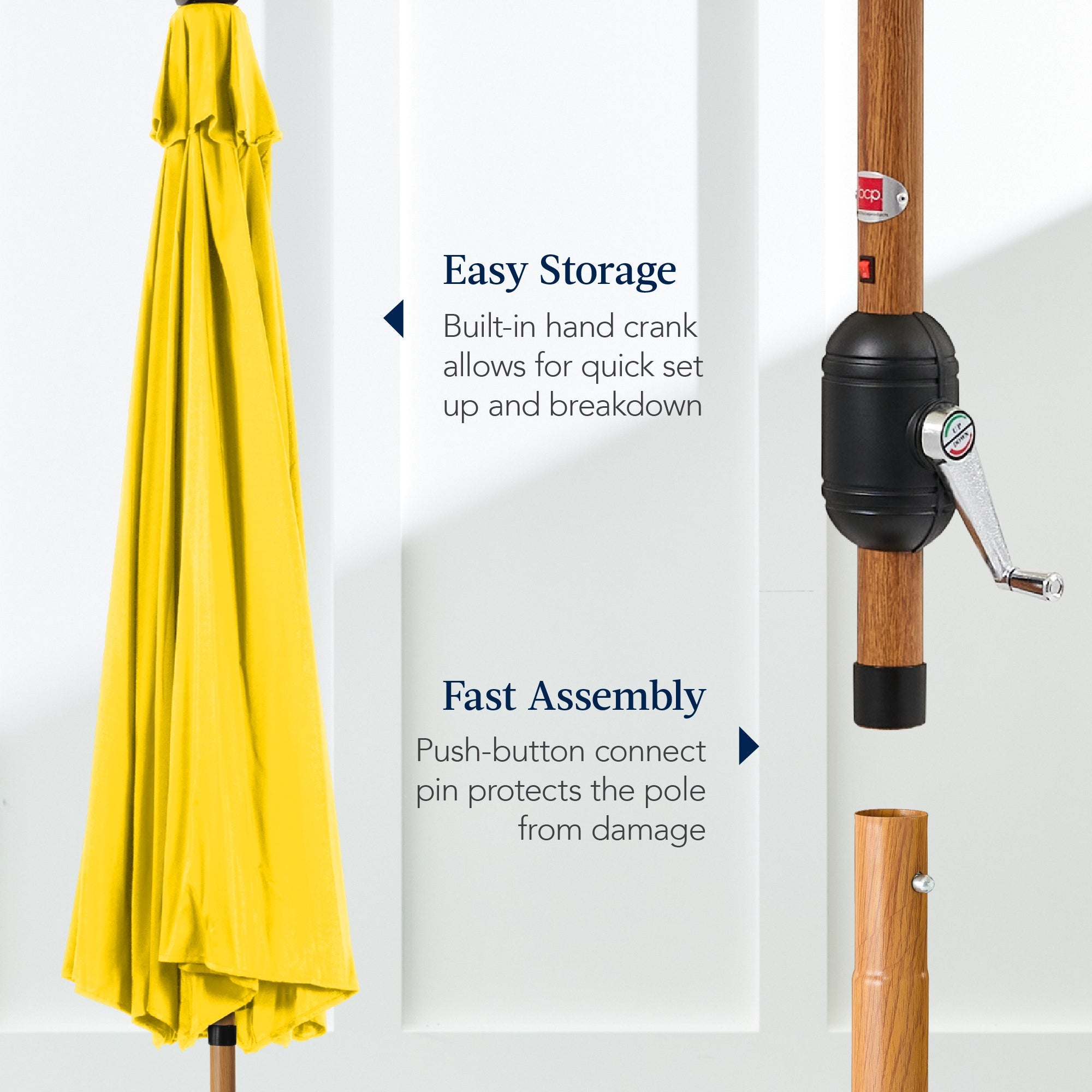 Woodgrain Pattern Solar LED Lighted Patio Umbrella w/ Adjustable Tilt - 10ft