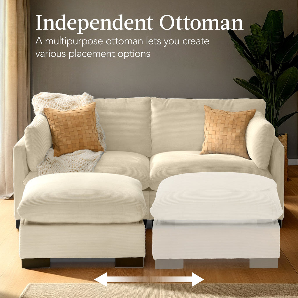 Modular Sectional Pillowtop Sofa w/ Ottoman & Storage  82in