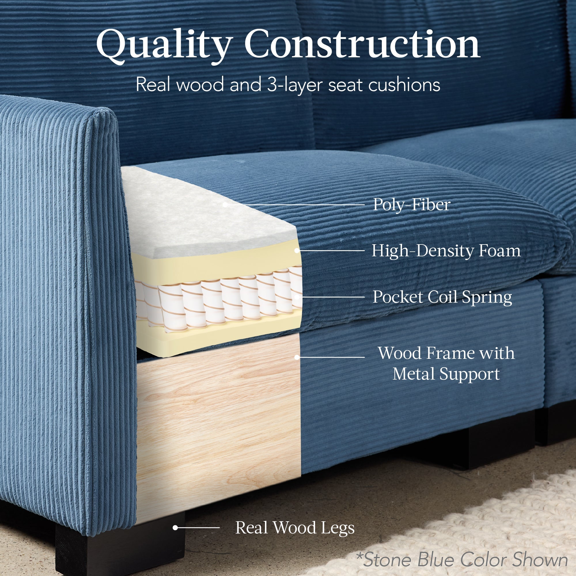 Modular Sectional Pillowtop Sofa w/ Ottoman & Storage  82in