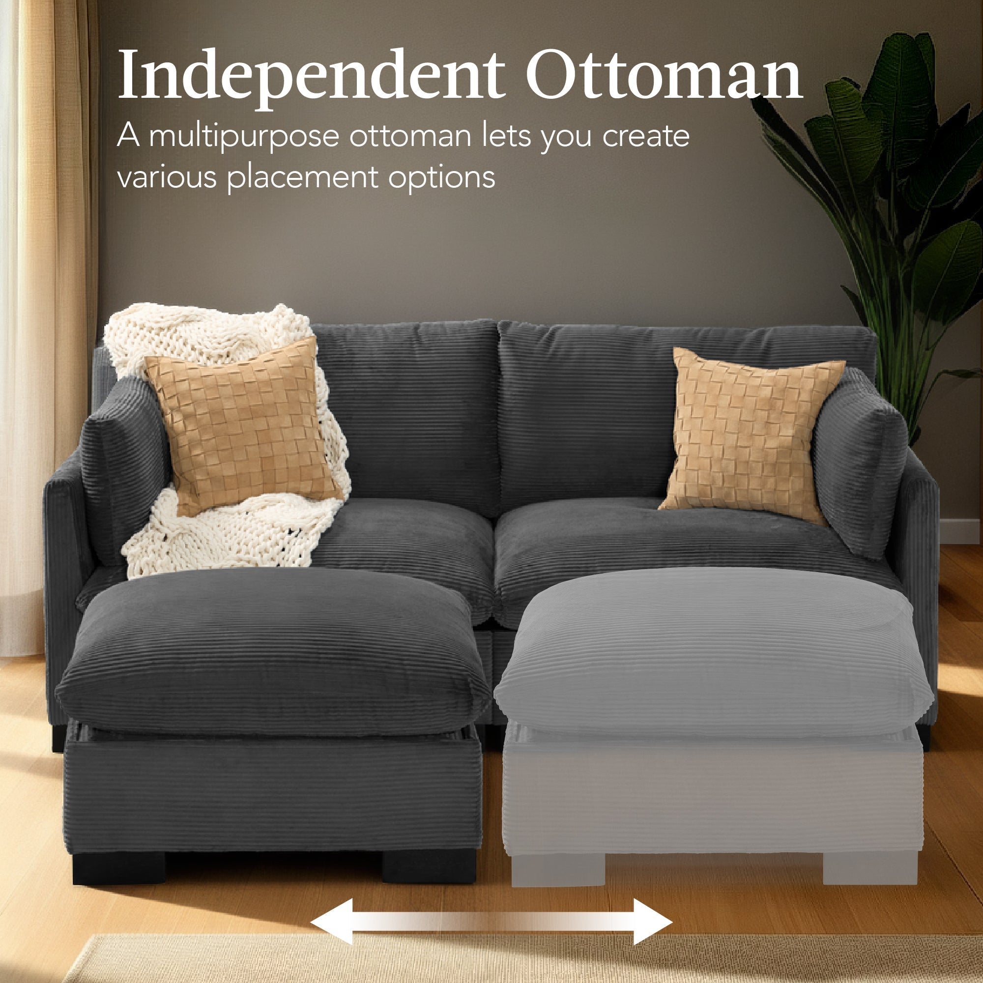 Modular Sectional Pillowtop Sofa w/ Ottoman & Storage  82in