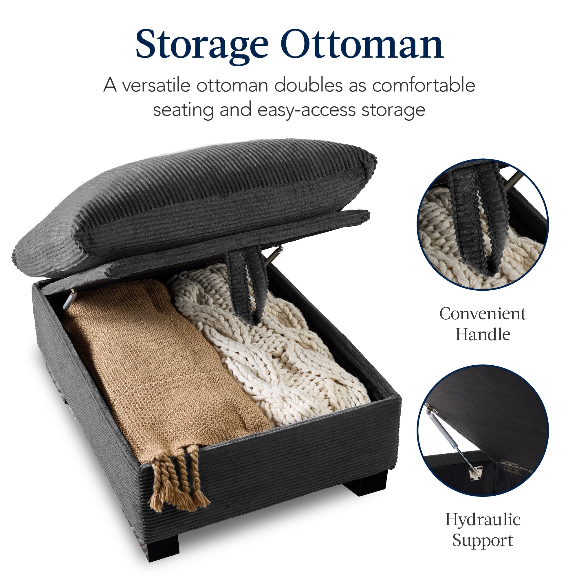 Modular Sectional Pillowtop Sofa w/ Ottoman & Storage  82in