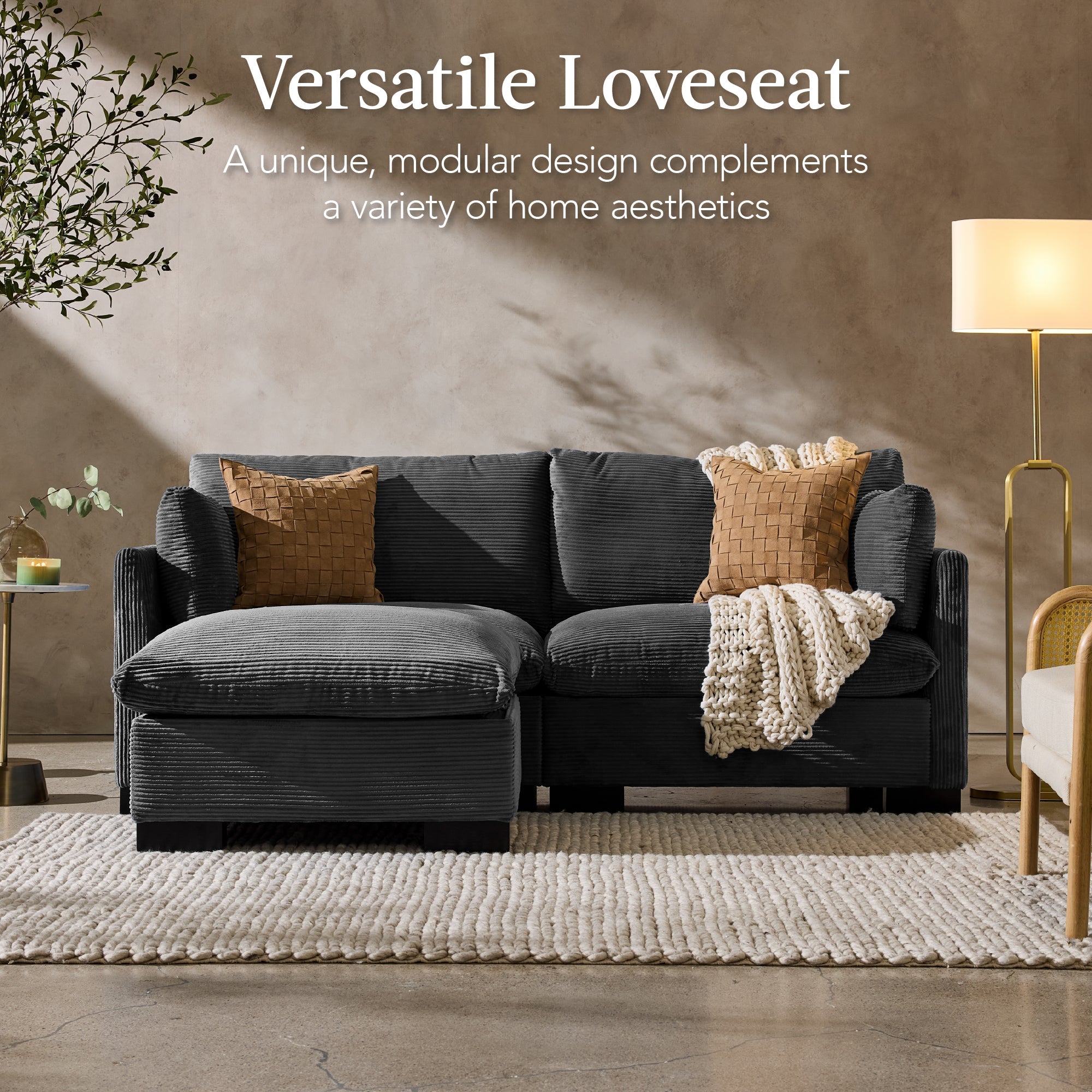 Modular Sectional Pillowtop Sofa w/ Ottoman & Storage  82in