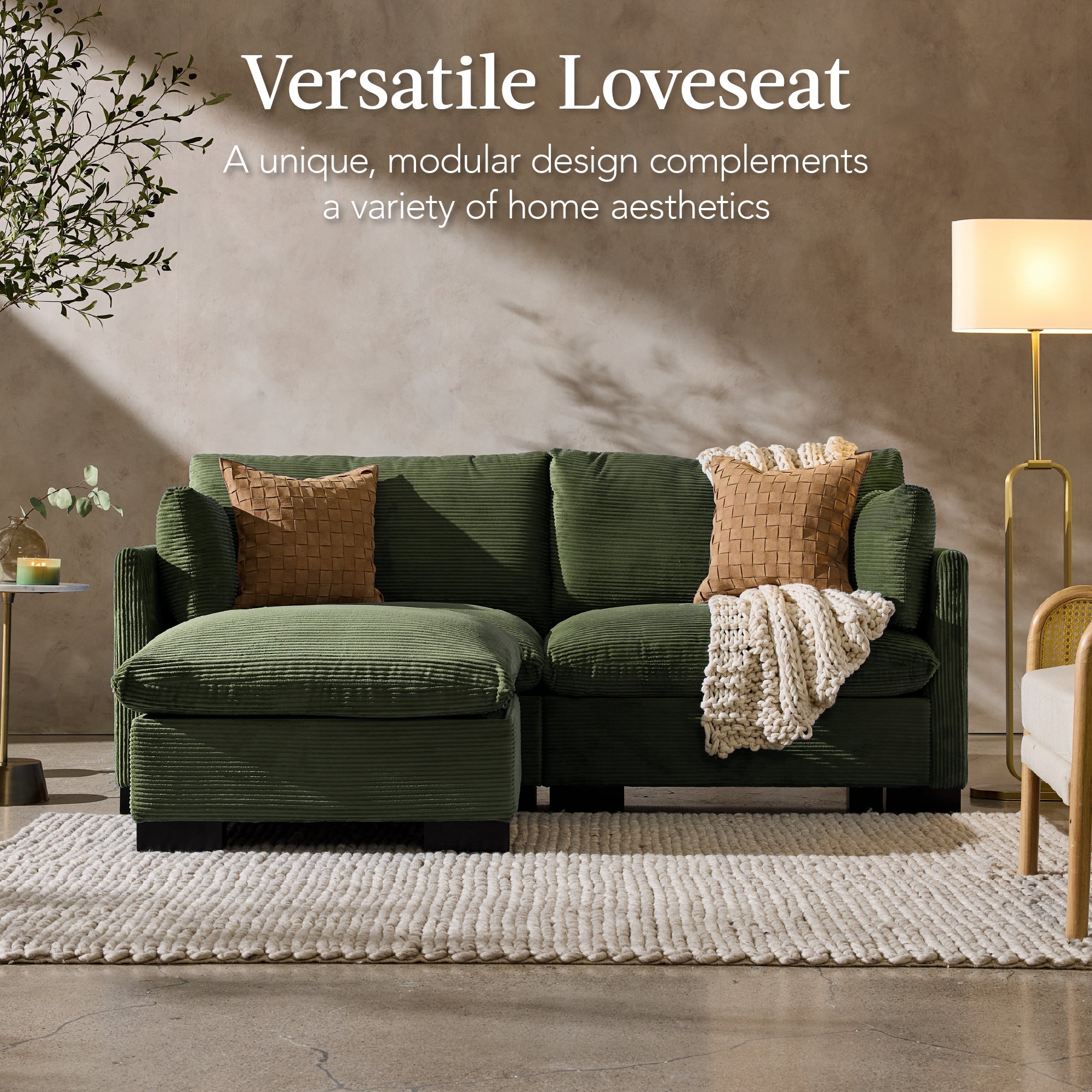 Modular Sectional Pillowtop Sofa w/ Ottoman & Storage  82in