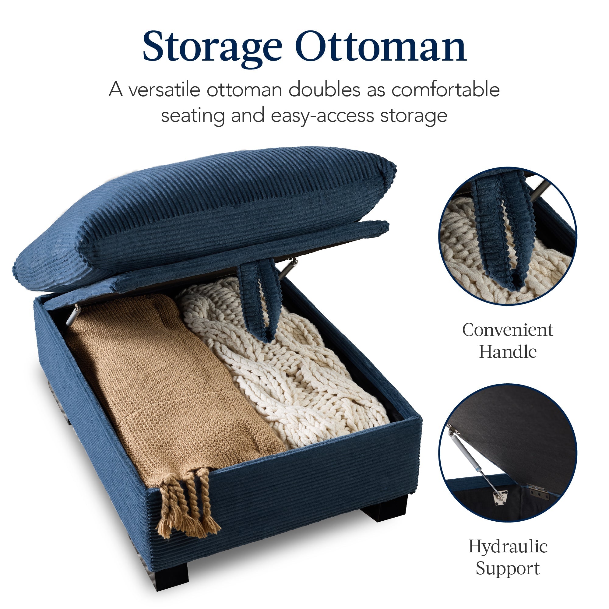 Modular Sectional Pillowtop Sofa w/ Ottoman & Storage  82in