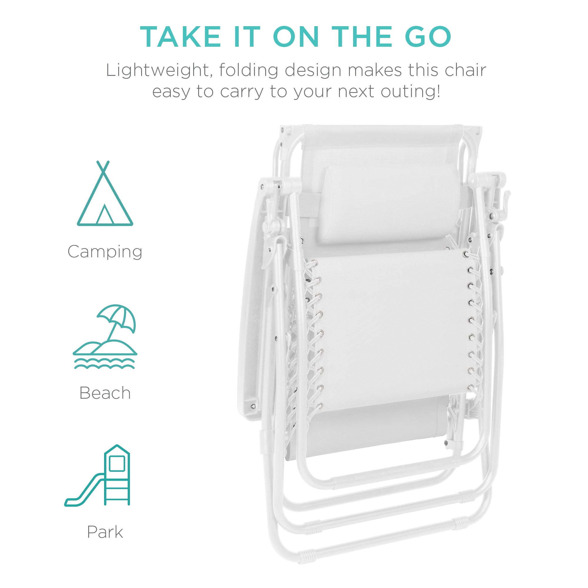 Folding Zero Gravity Recliner Patio Lounge Chair w/ Canopy, Side Tray