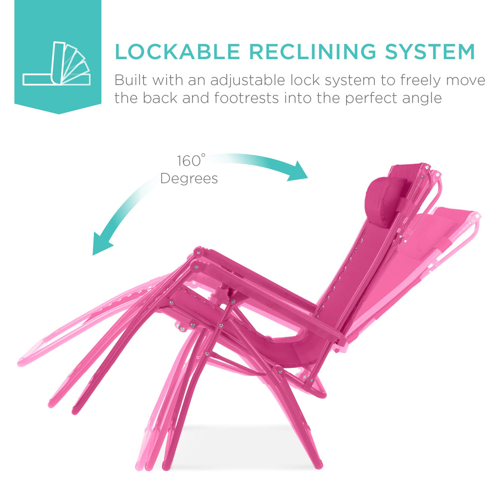 Folding Zero Gravity Recliner Patio Lounge Chair w/ Canopy, Side Tray