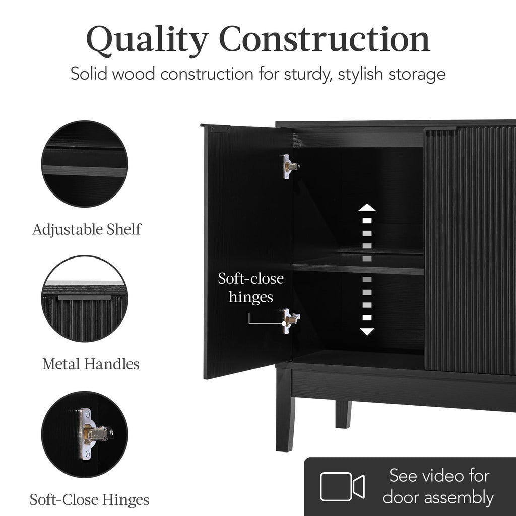 2-Door Reeded Storage Cabinet, Accent Furniture, Sideboard