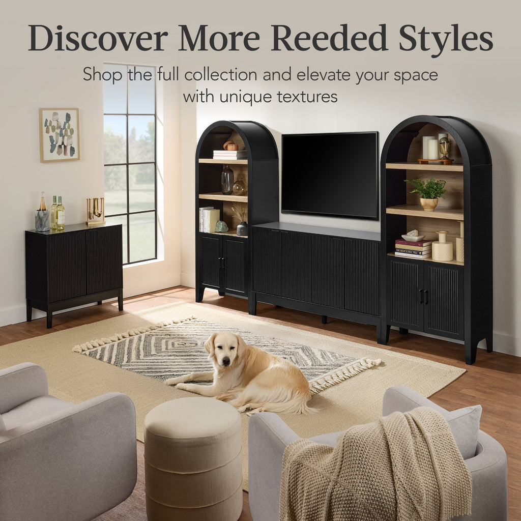 2-Door Reeded Storage Cabinet, Accent Furniture, Sideboard