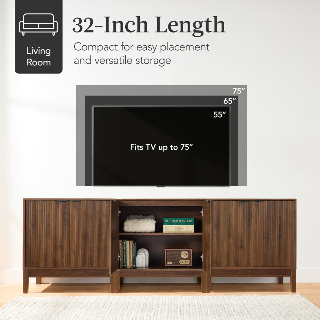 2-Door Reeded Storage Cabinet, Accent Furniture, Sideboard