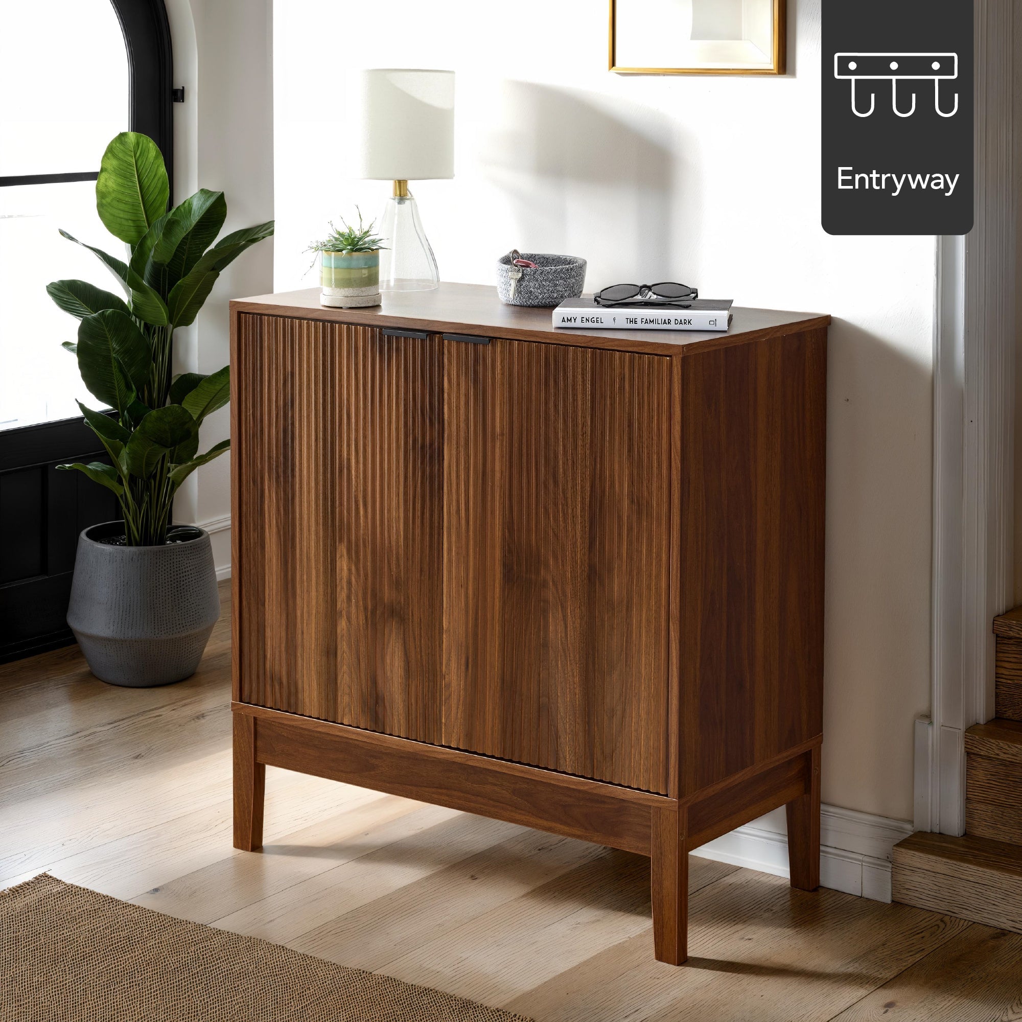 2-Door Reeded Storage Cabinet, Accent Furniture, Sideboard