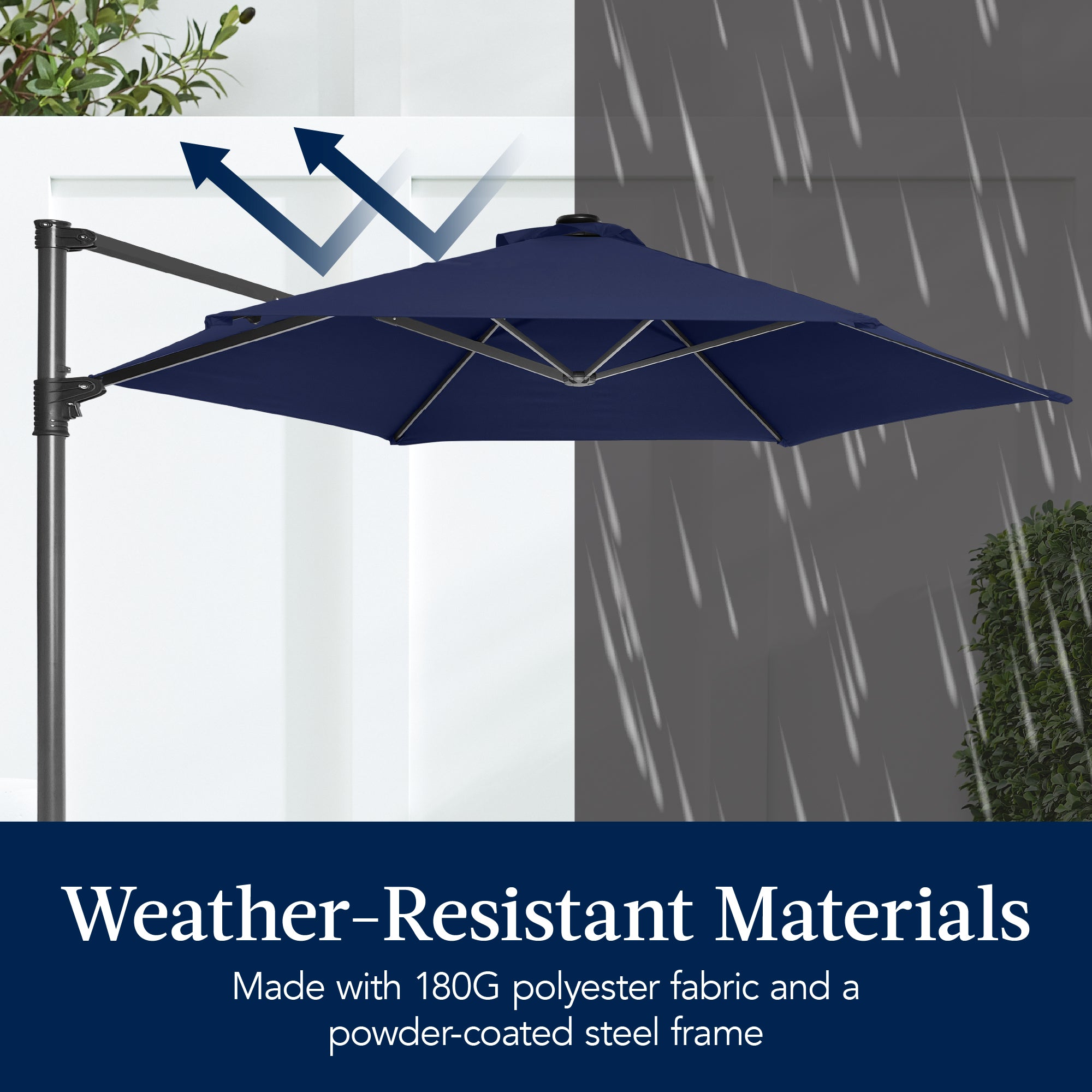 360 LED Rotating Cantilever Offset Patio Umbrella - 10ft