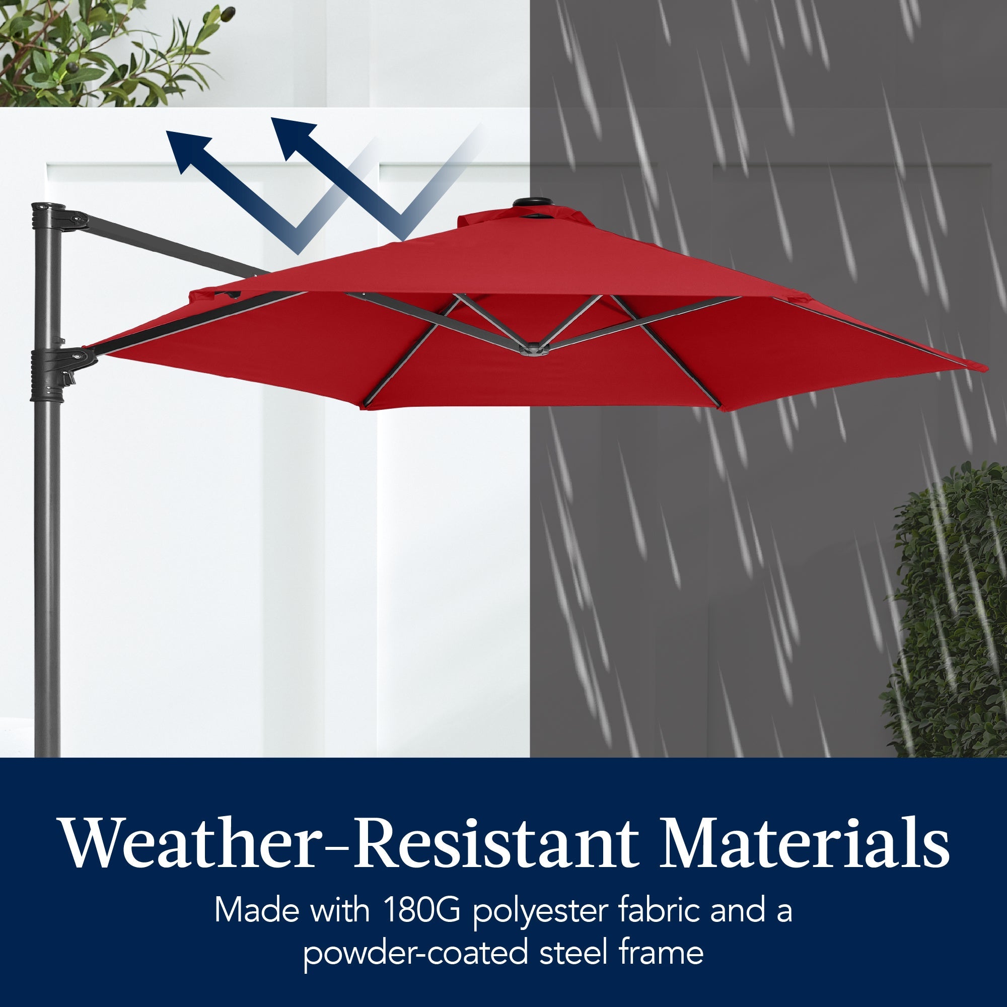 360 LED Rotating Cantilever Offset Patio Umbrella - 10ft