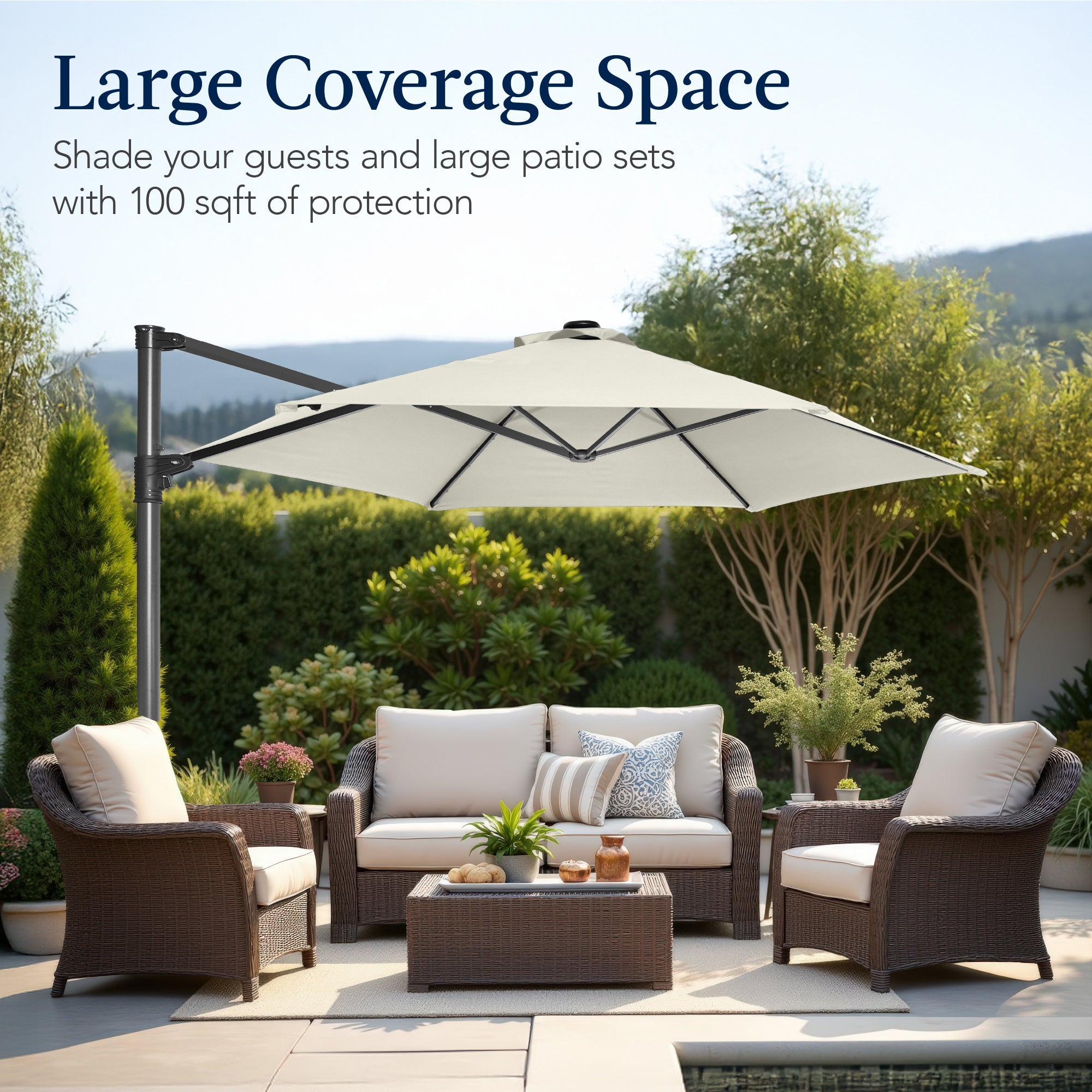 360 Rotating Cantilever Offset Patio Umbrella - 10ft