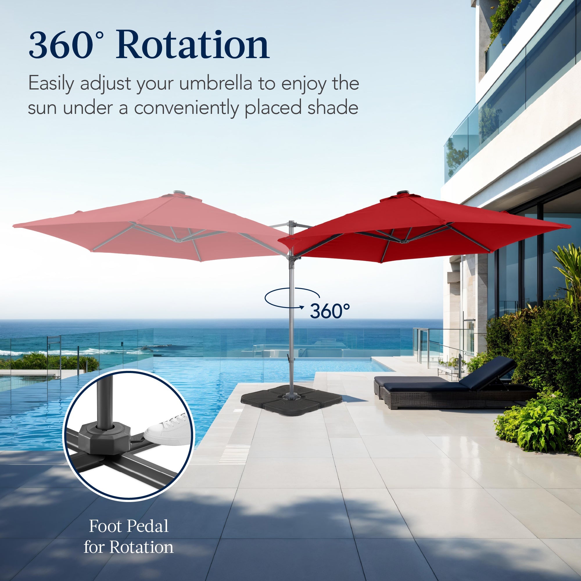 360 Rotating Cantilever Offset Patio Umbrella - 10ft