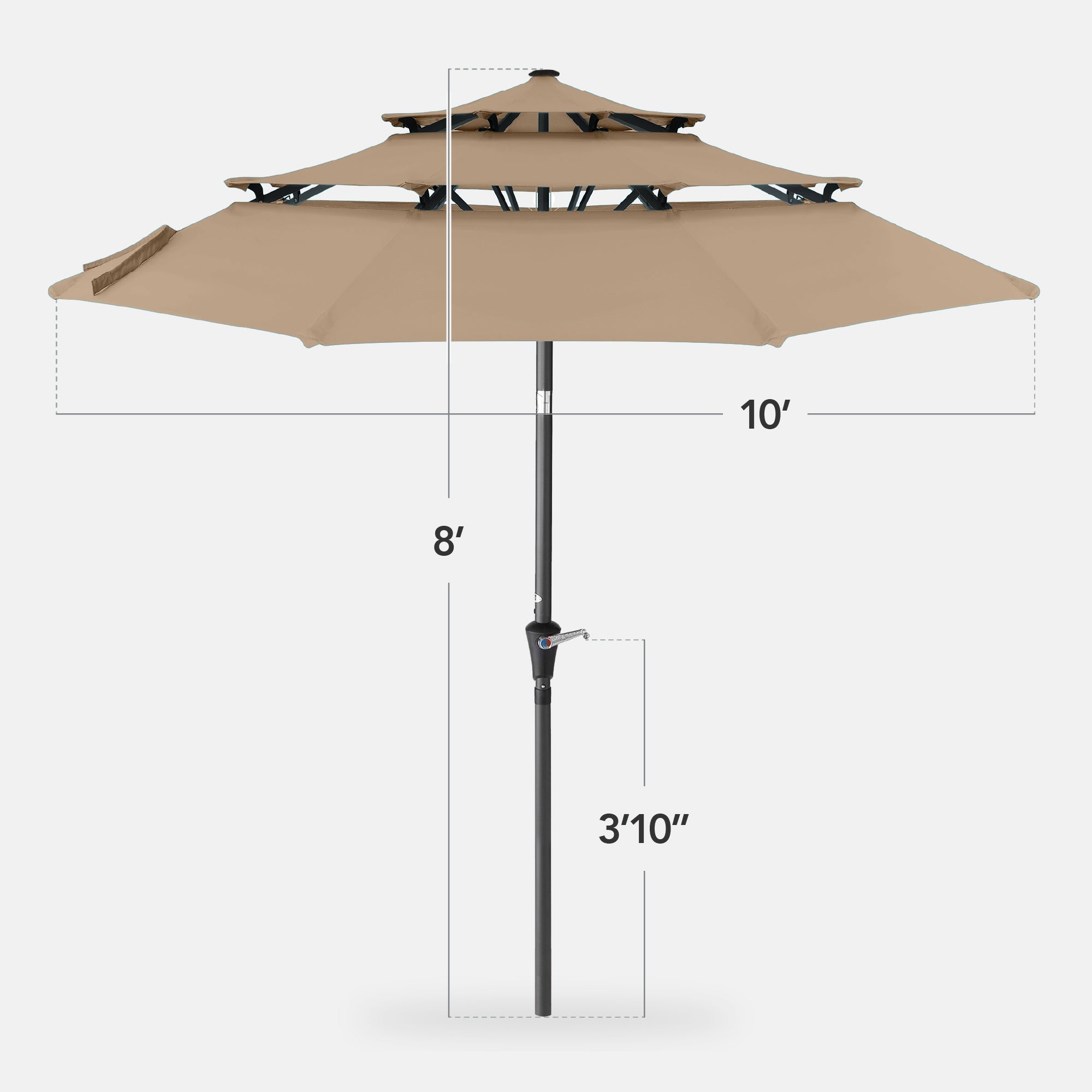 3-Tier Patio Umbrella w/ Tilt Adjustment, Crank - 10ft