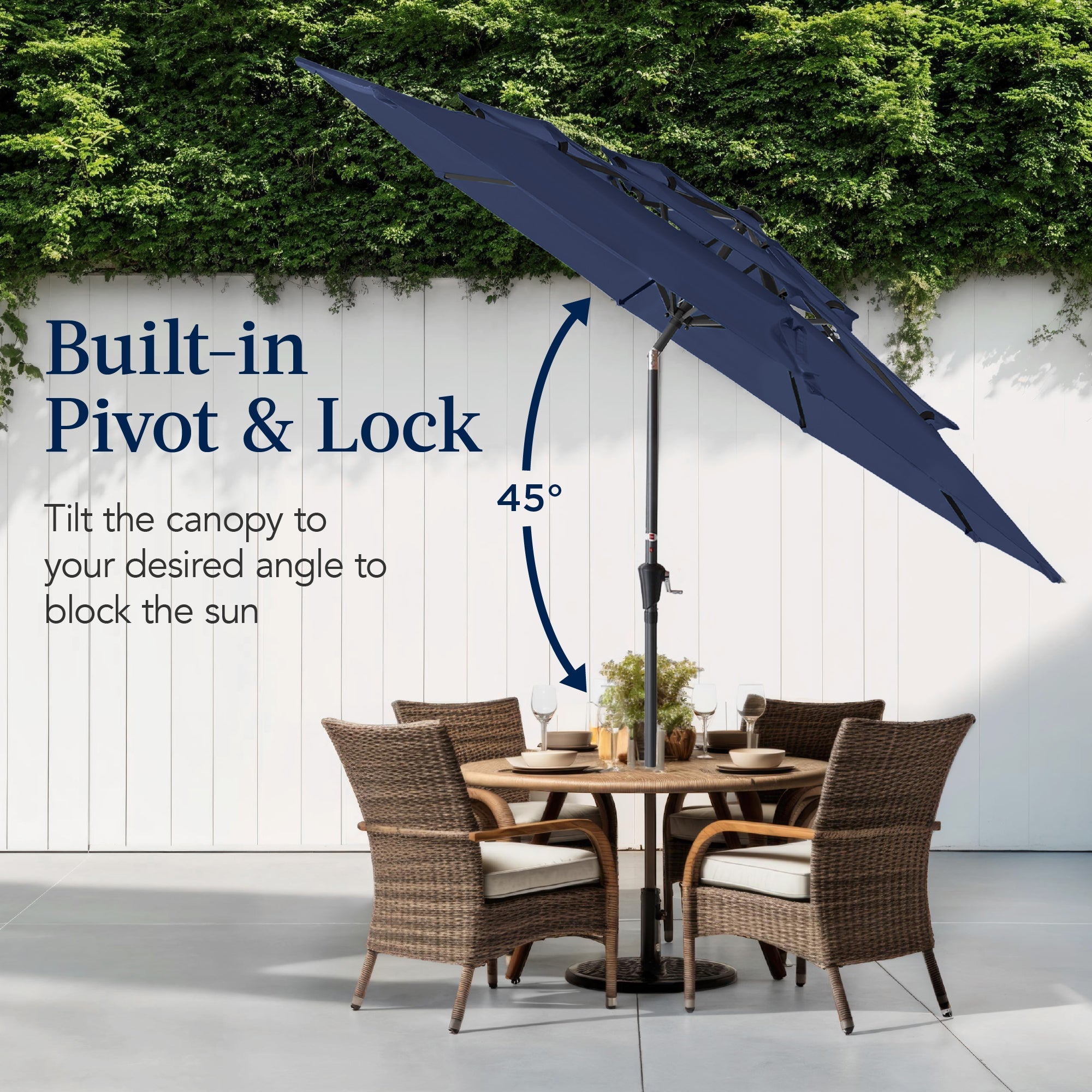 3-Tier Patio Umbrella w/ Tilt Adjustment, Crank - 10ft