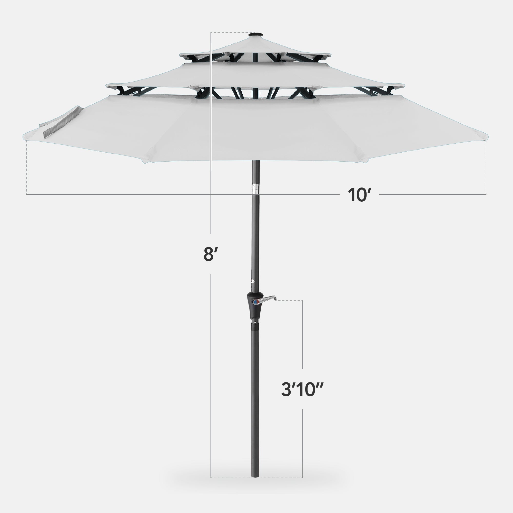 3-Tier Patio Umbrella w/ Tilt Adjustment, Crank - 10ft