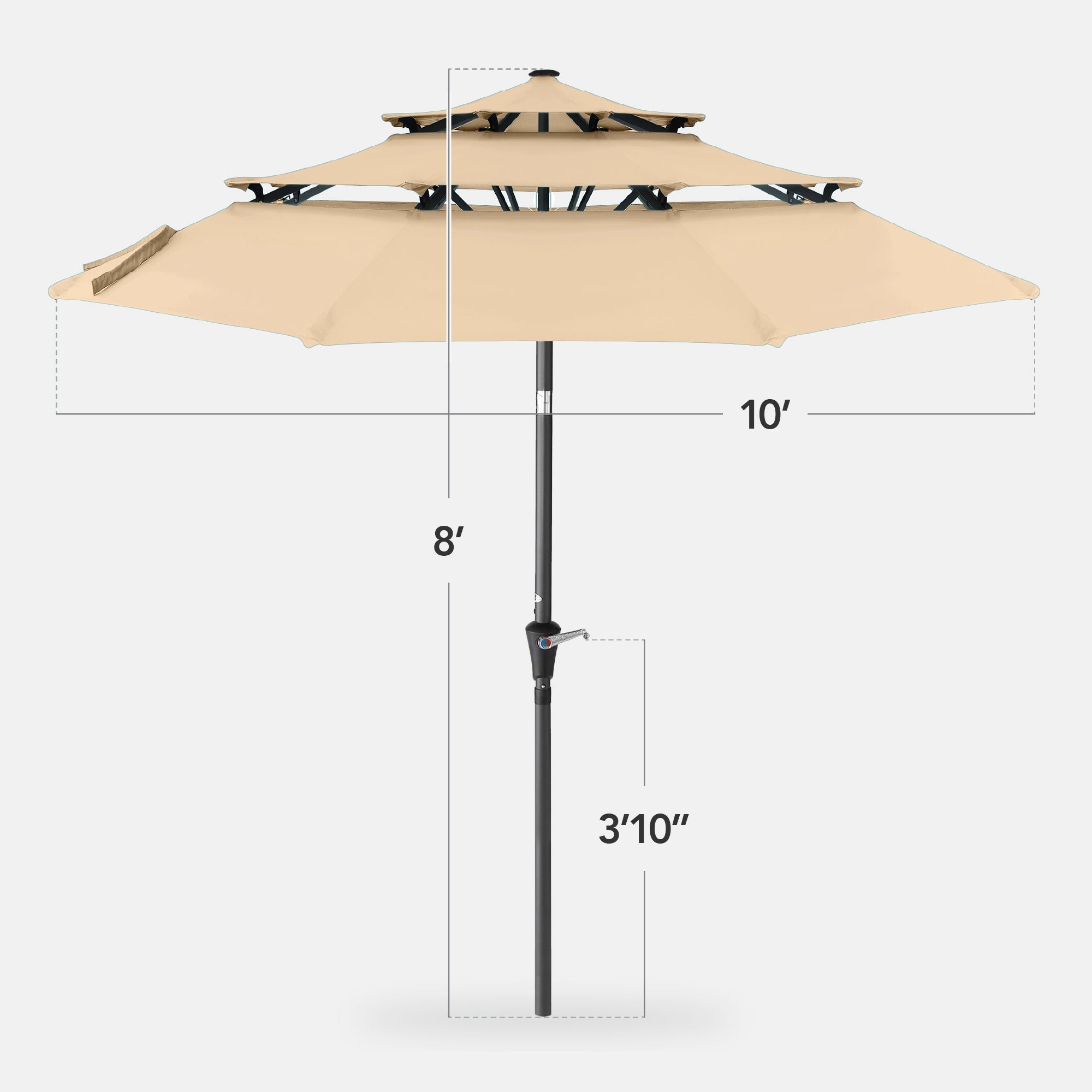 3-Tier Patio Umbrella w/ Tilt Adjustment, Crank - 10ft