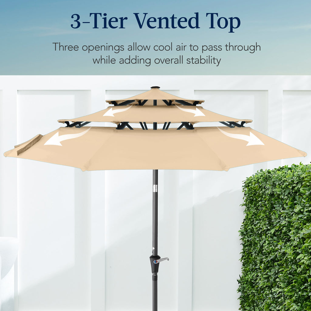 3-Tier Patio Umbrella w/ Tilt Adjustment, Crank - 10ft