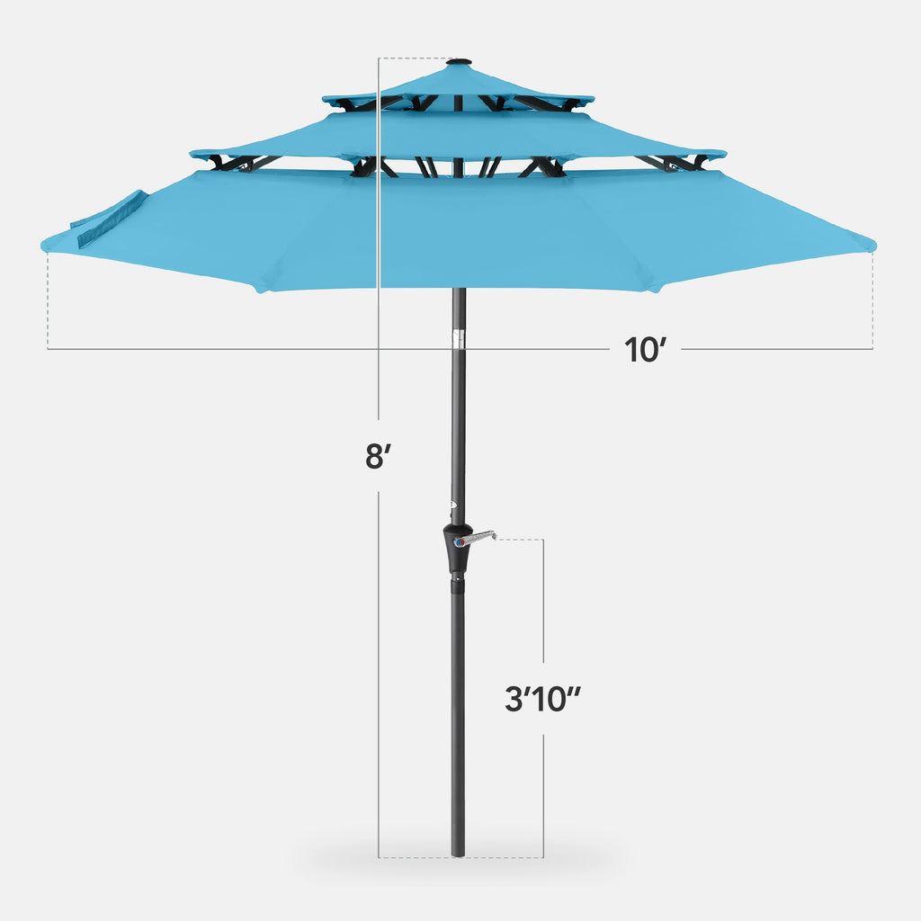 3-Tier Patio Umbrella w/ Tilt Adjustment, Crank - 10ft