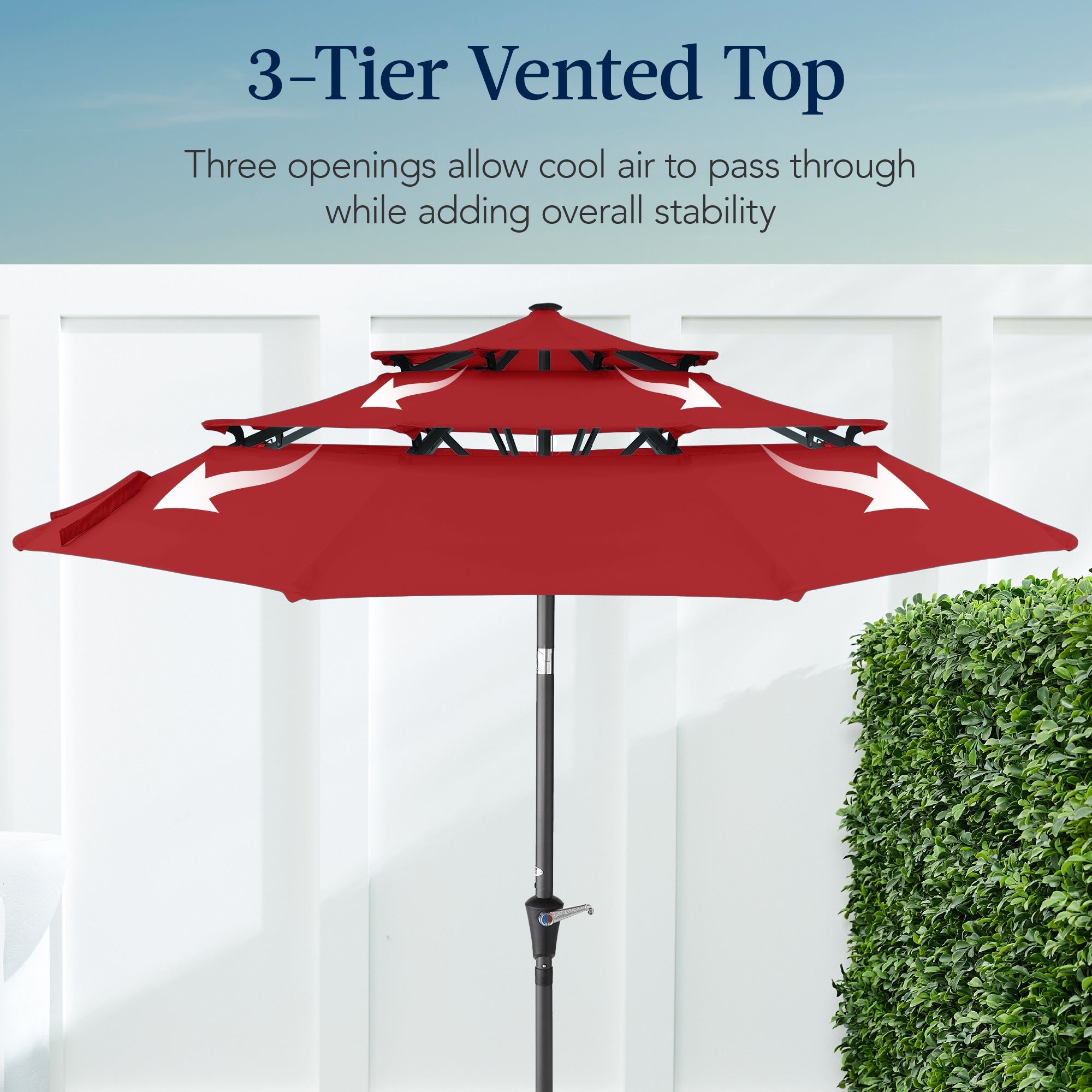 3-Tier Patio Umbrella w/ Tilt Adjustment, Crank - 10ft