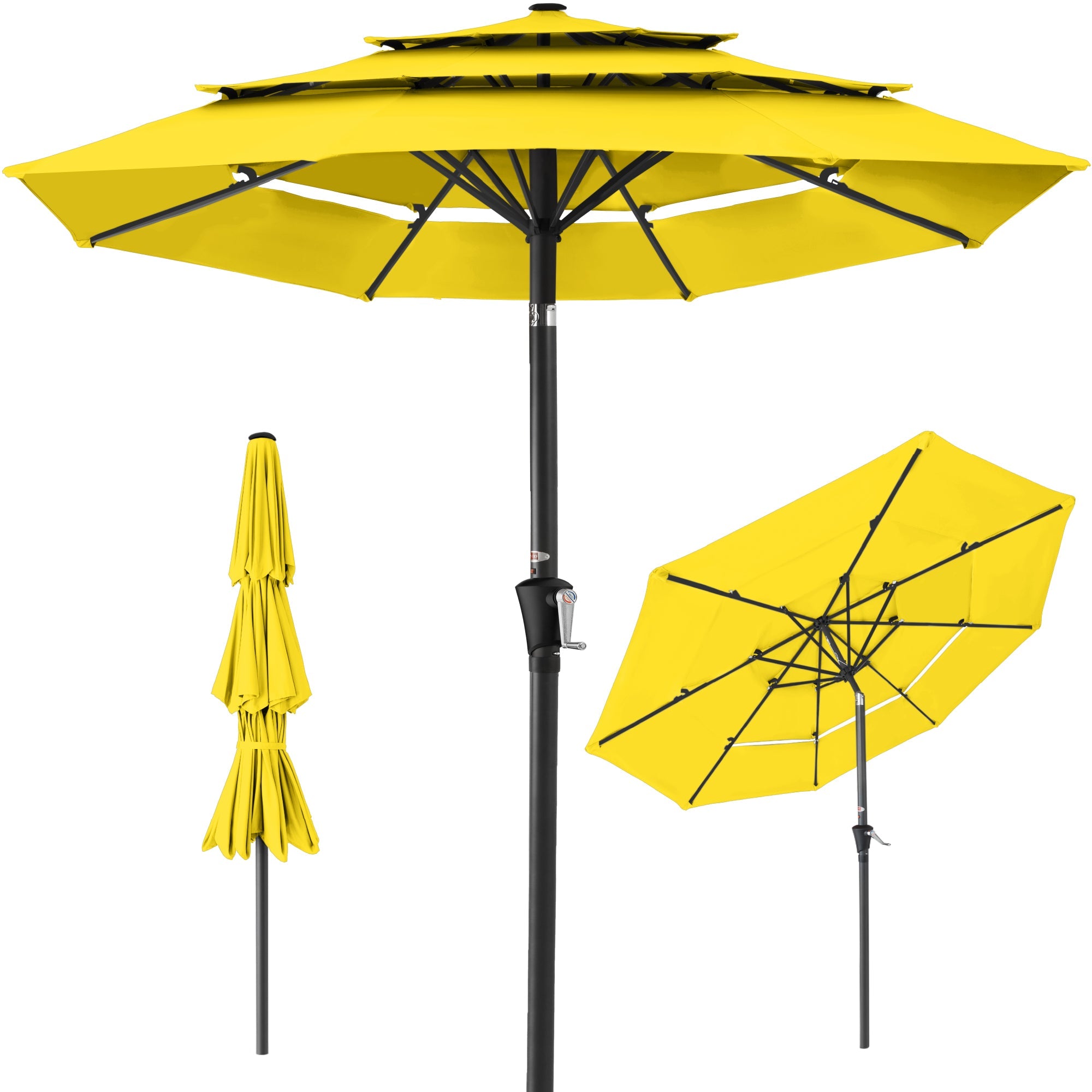3-Tier Patio Umbrella w/ Tilt Adjustment, Crank - 10ft