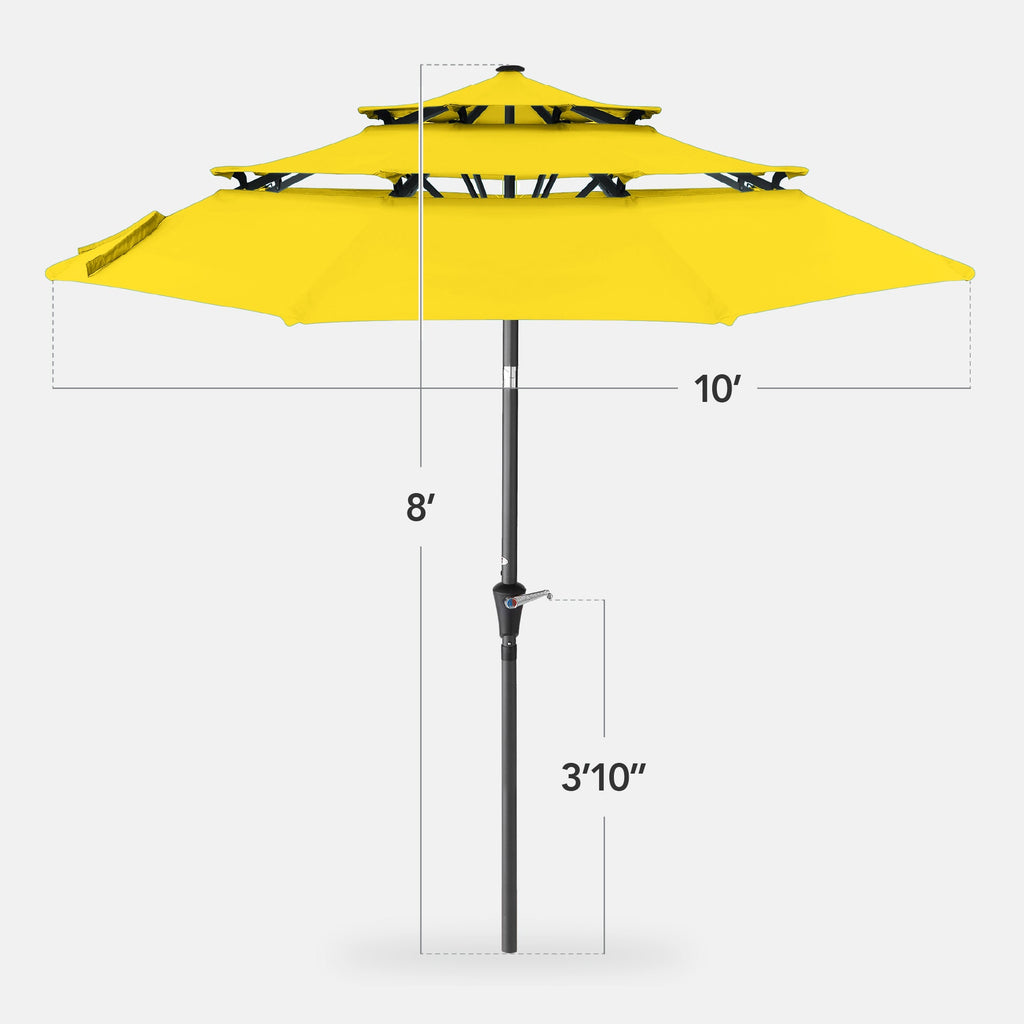 3-Tier Patio Umbrella w/ Tilt Adjustment, Crank - 10ft