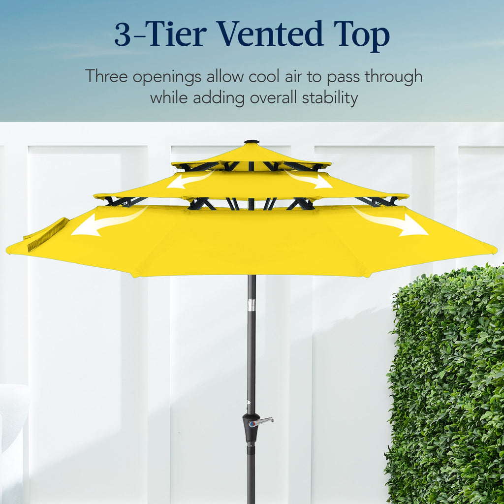 3-Tier Patio Umbrella w/ Tilt Adjustment, Crank - 10ft