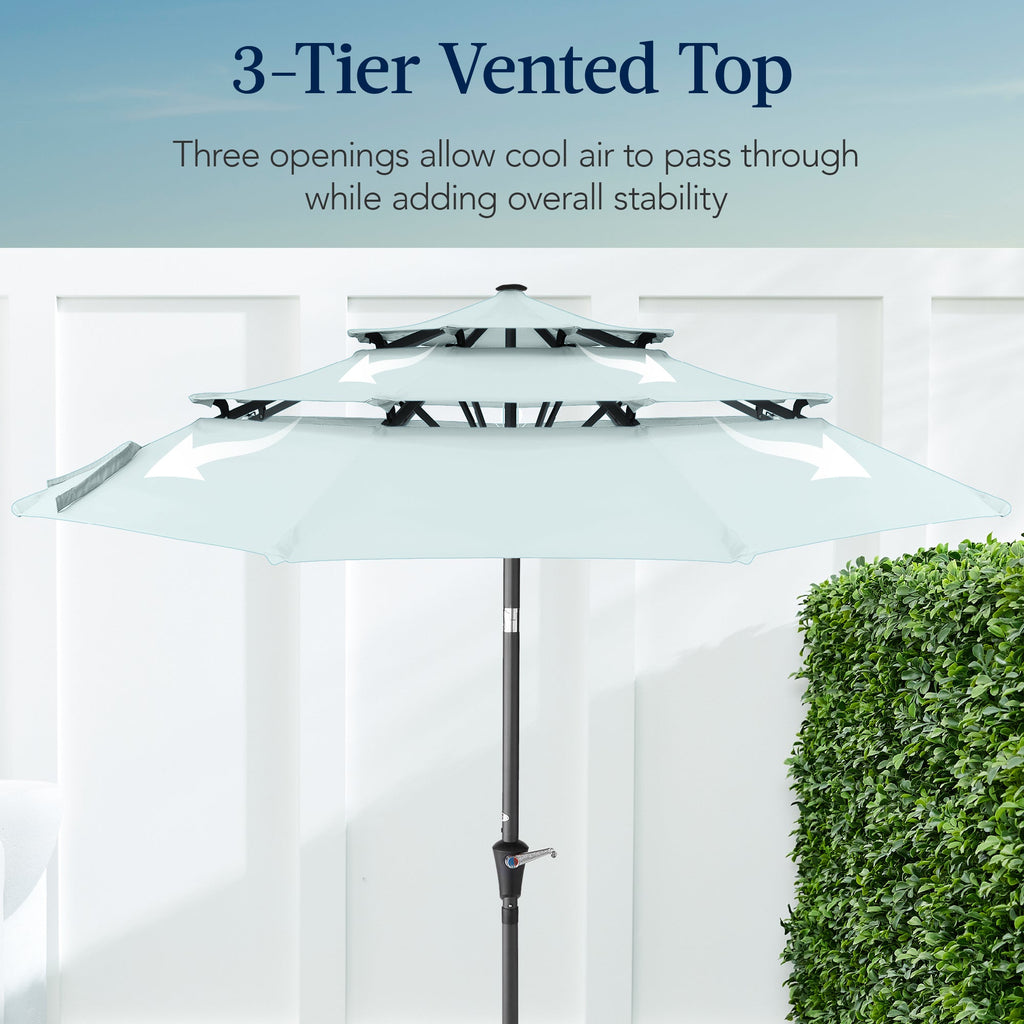 3-Tier Patio Umbrella w/ Tilt Adjustment, Crank - 10ft