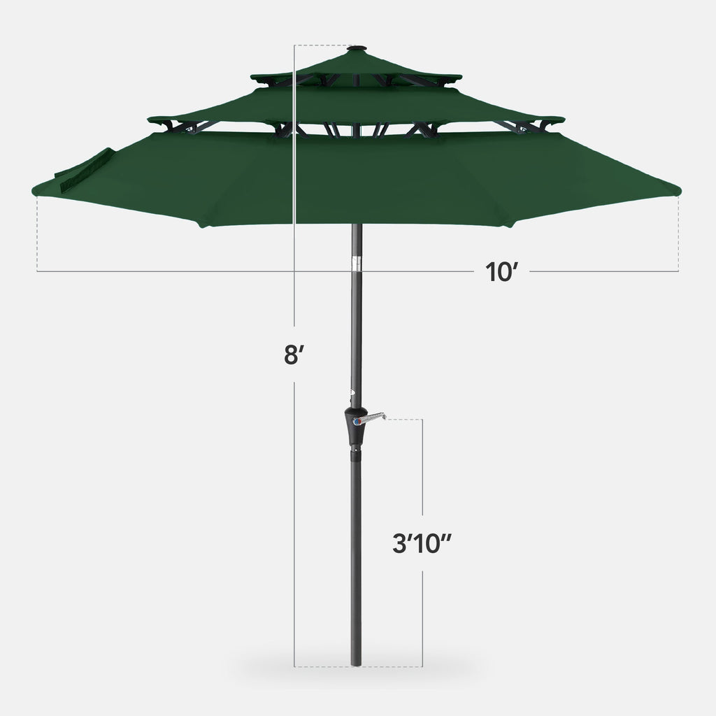 3-Tier Patio Umbrella w/ Tilt Adjustment, Crank - 10ft
