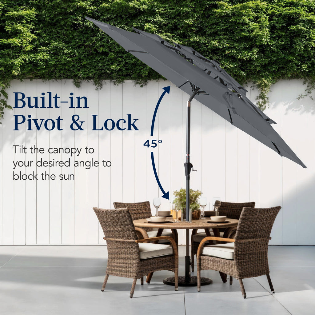 3-Tier Patio Umbrella w/ Tilt Adjustment, Crank - 10ft