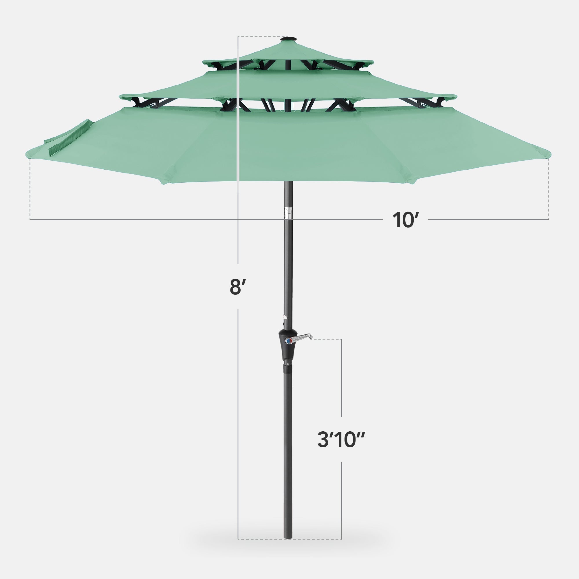 3-Tier Patio Umbrella w/ Tilt Adjustment, Crank - 10ft