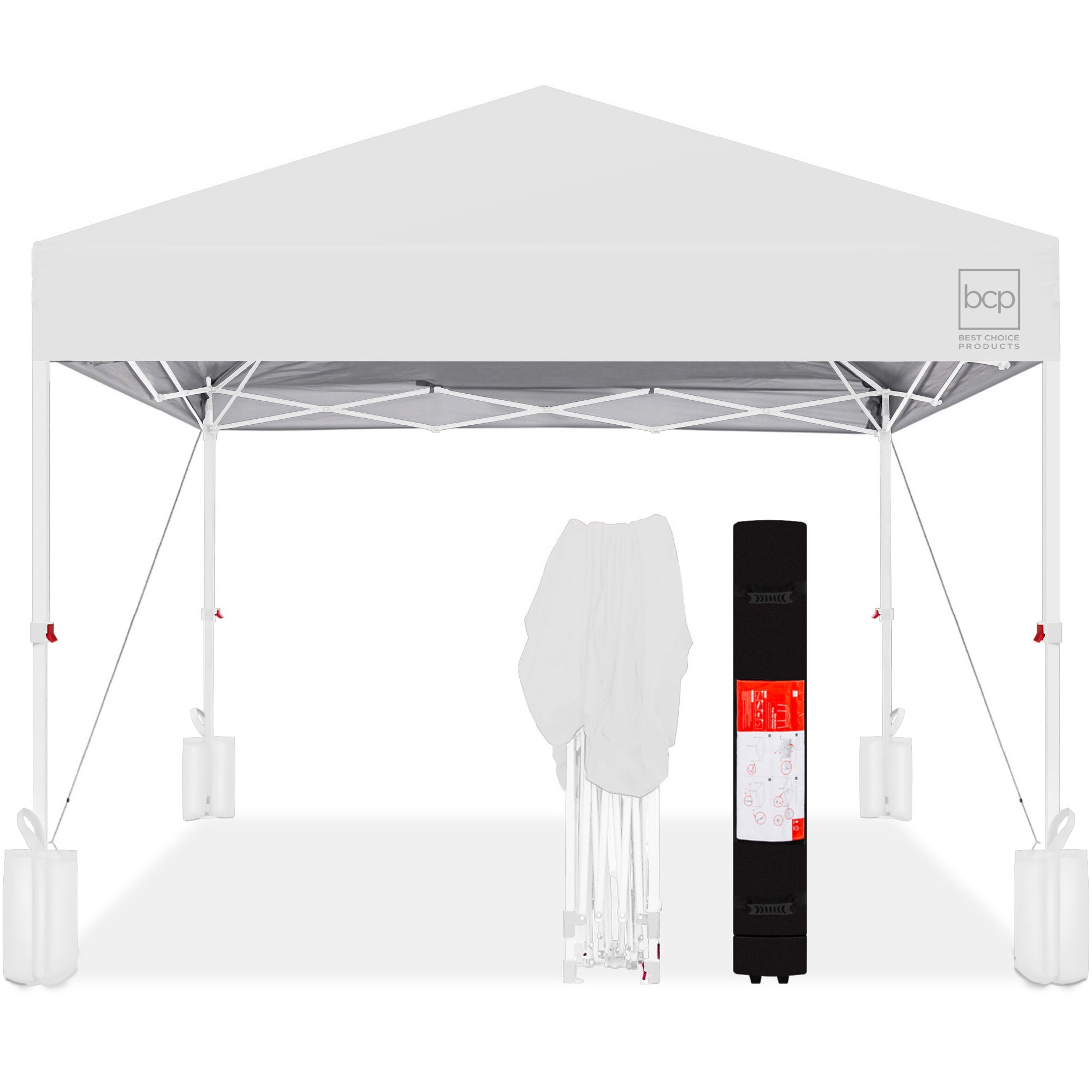 One-Person Setup Instant Pop Up Canopy w/ Case, 4 Weight Bags - 10x10ft