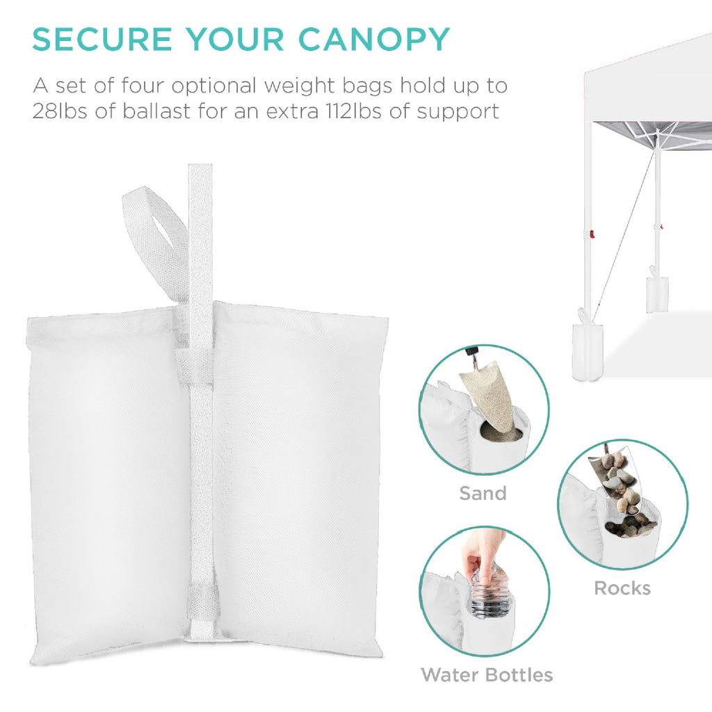 One-Person Setup Instant Pop Up Canopy w/ Case, 4 Weight Bags - 10x10ft
