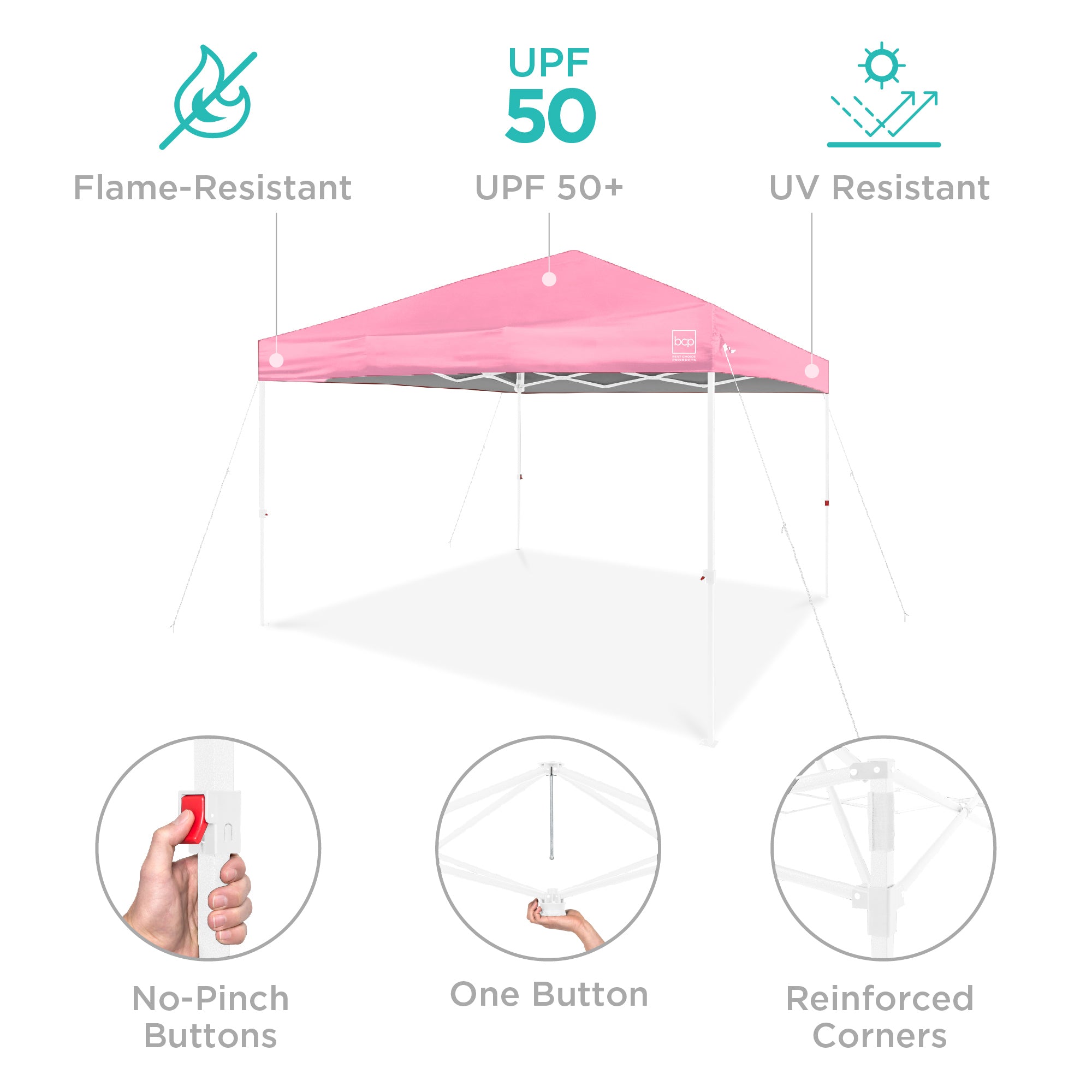 One-Person Setup Instant Pop Up Canopy w/ Case, 4 Weight Bags - 10x10ft