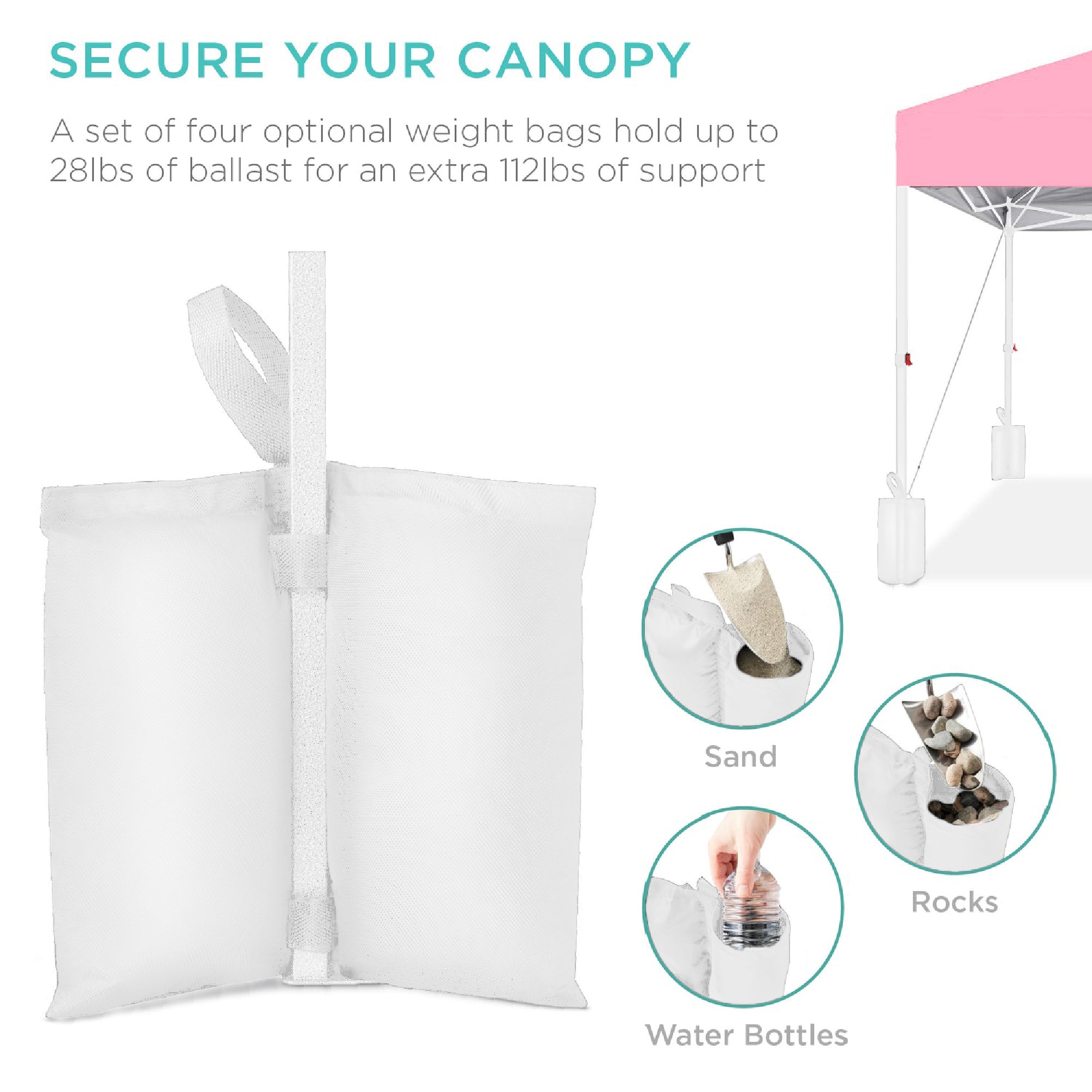 One-Person Setup Instant Pop Up Canopy w/ Case, 4 Weight Bags - 10x10ft
