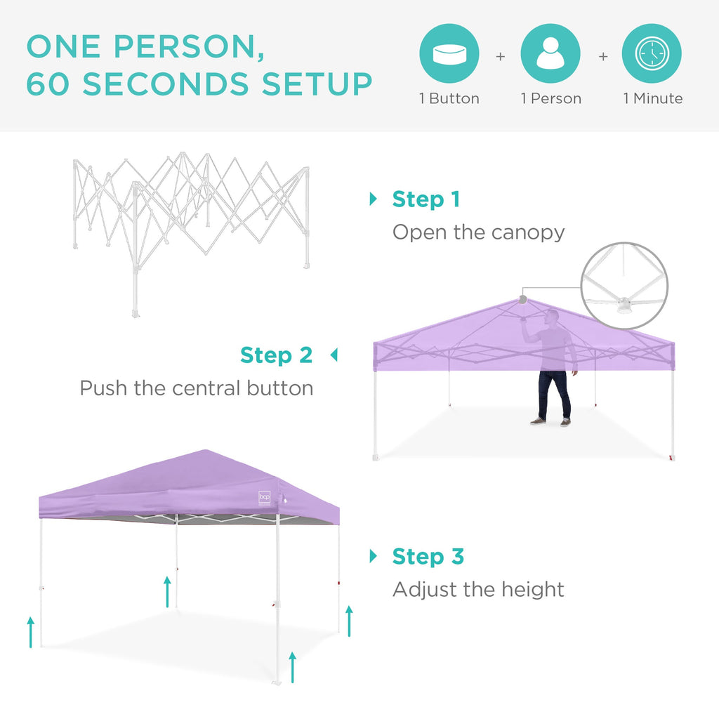 One-Person Setup Instant Pop Up Canopy w/ Case, 4 Weight Bags - 10x10ft