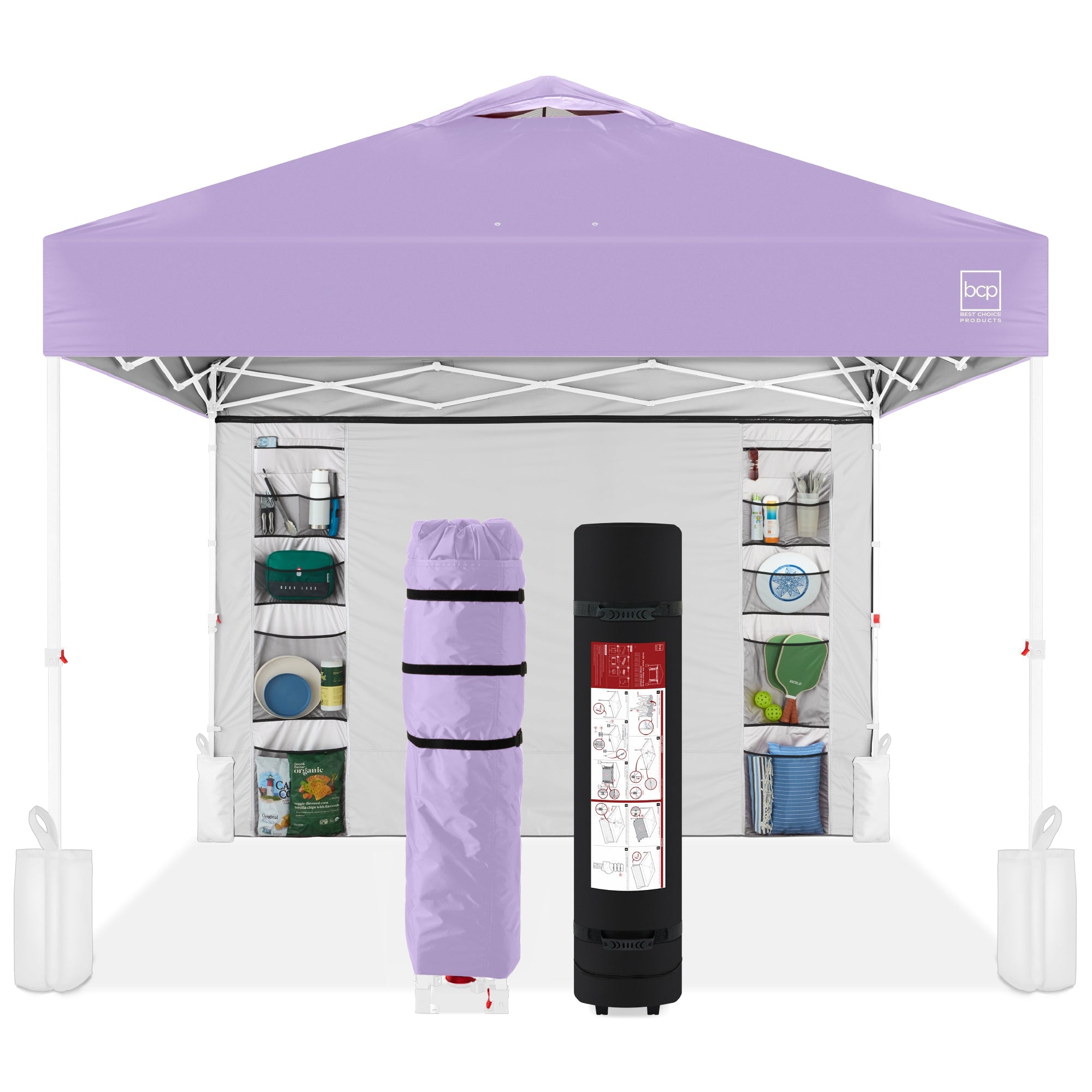 One-Person Setup Instant Pop Up Canopy w/ Side Wall, Carrying Case - 10x10ft