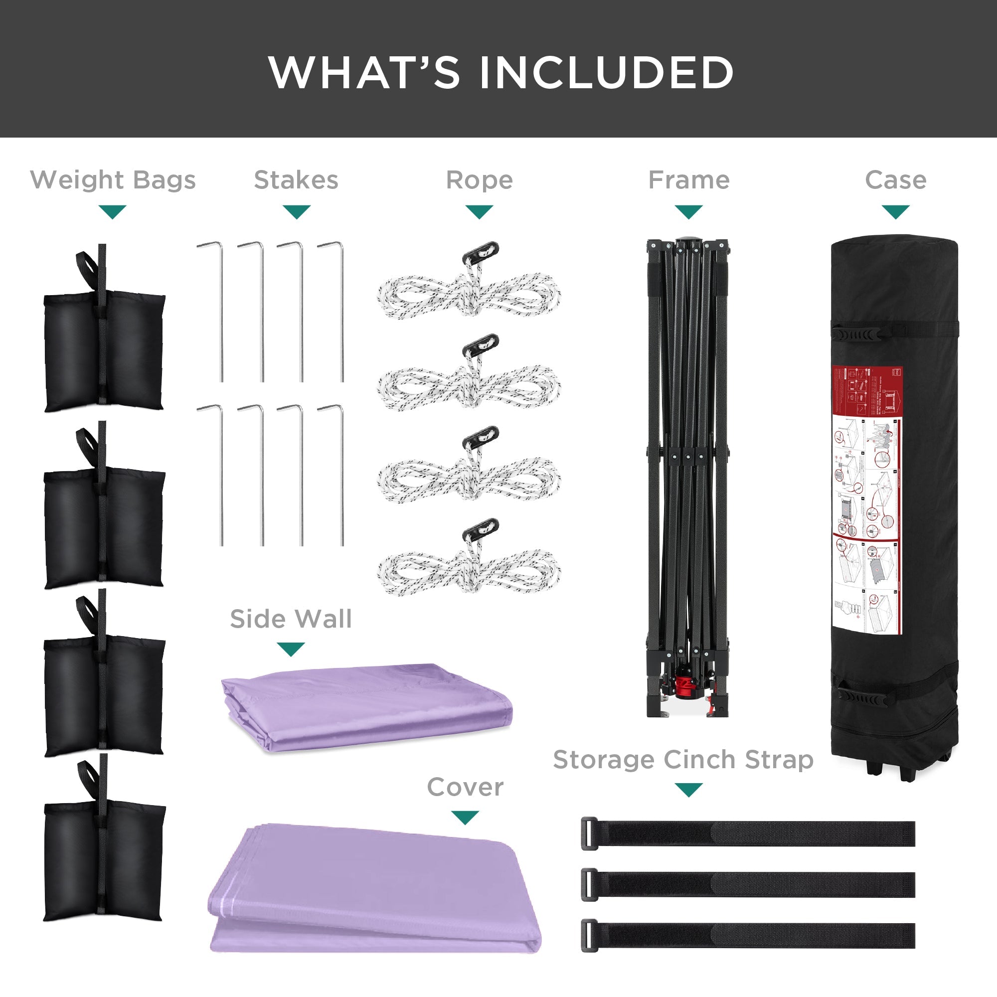 One-Person Setup Instant Pop Up Canopy w/ Side Wall, Carrying Case - 10x10ft