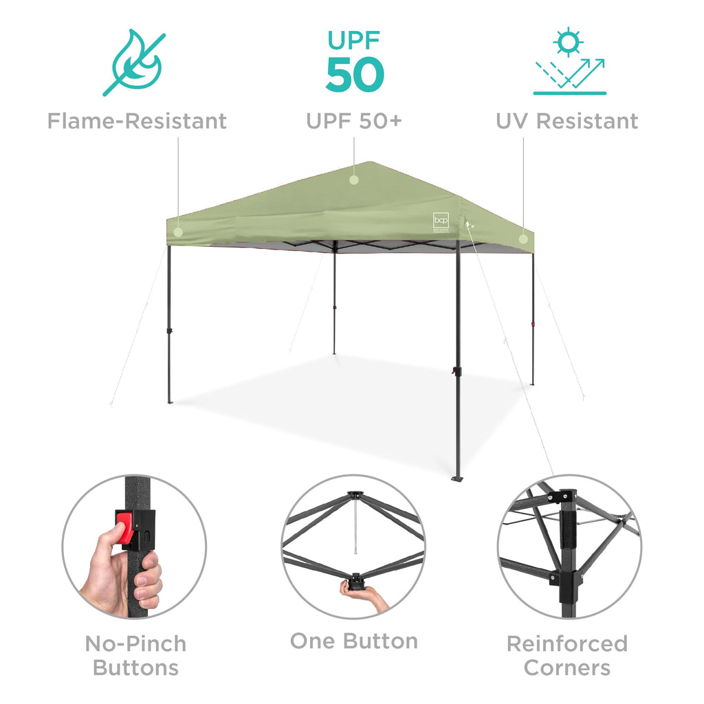 One-Person Setup Instant Pop Up Canopy w/ Case, 4 Weight Bags - 8x8ft